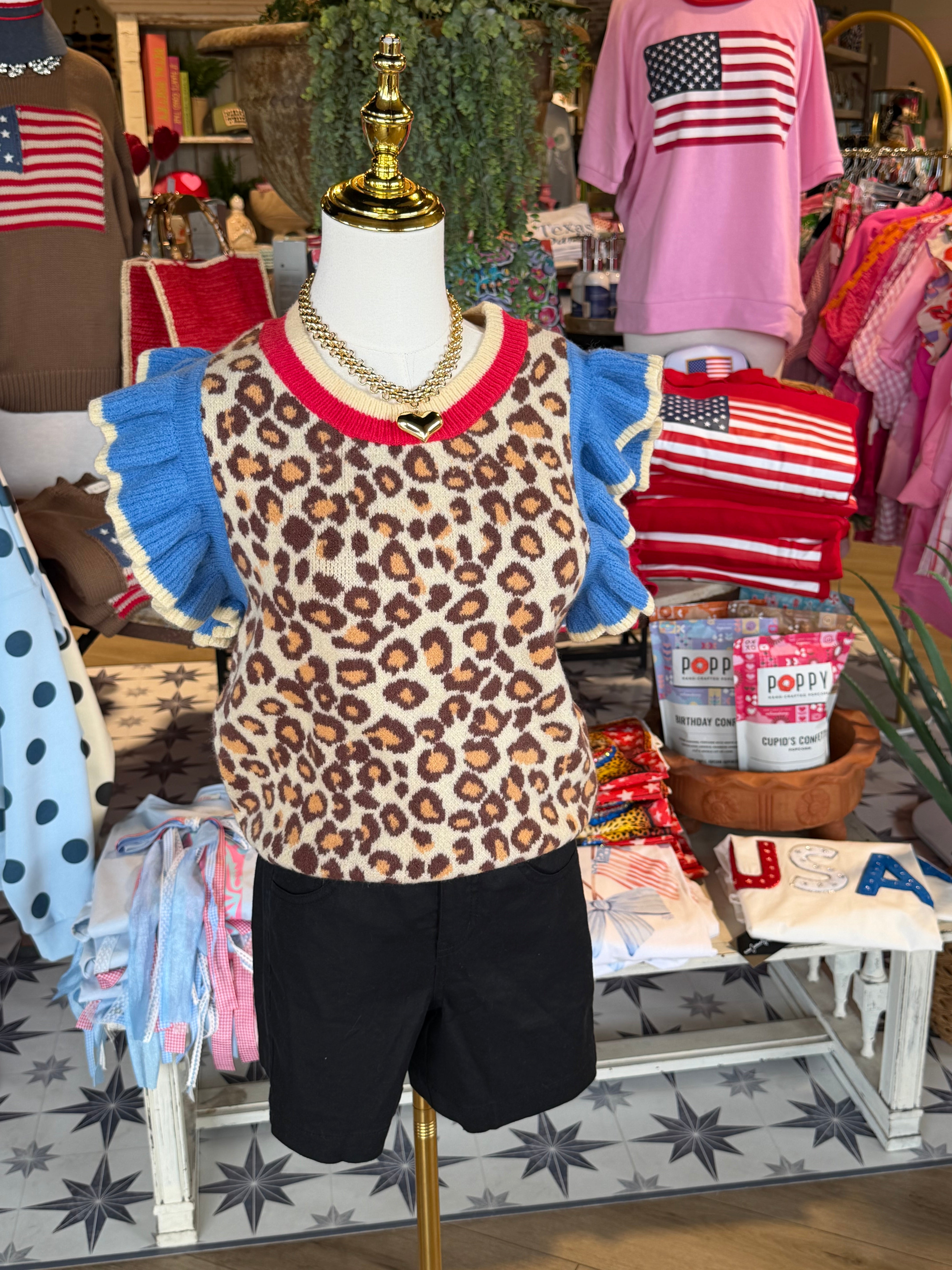 Leopard, Red & Blue
