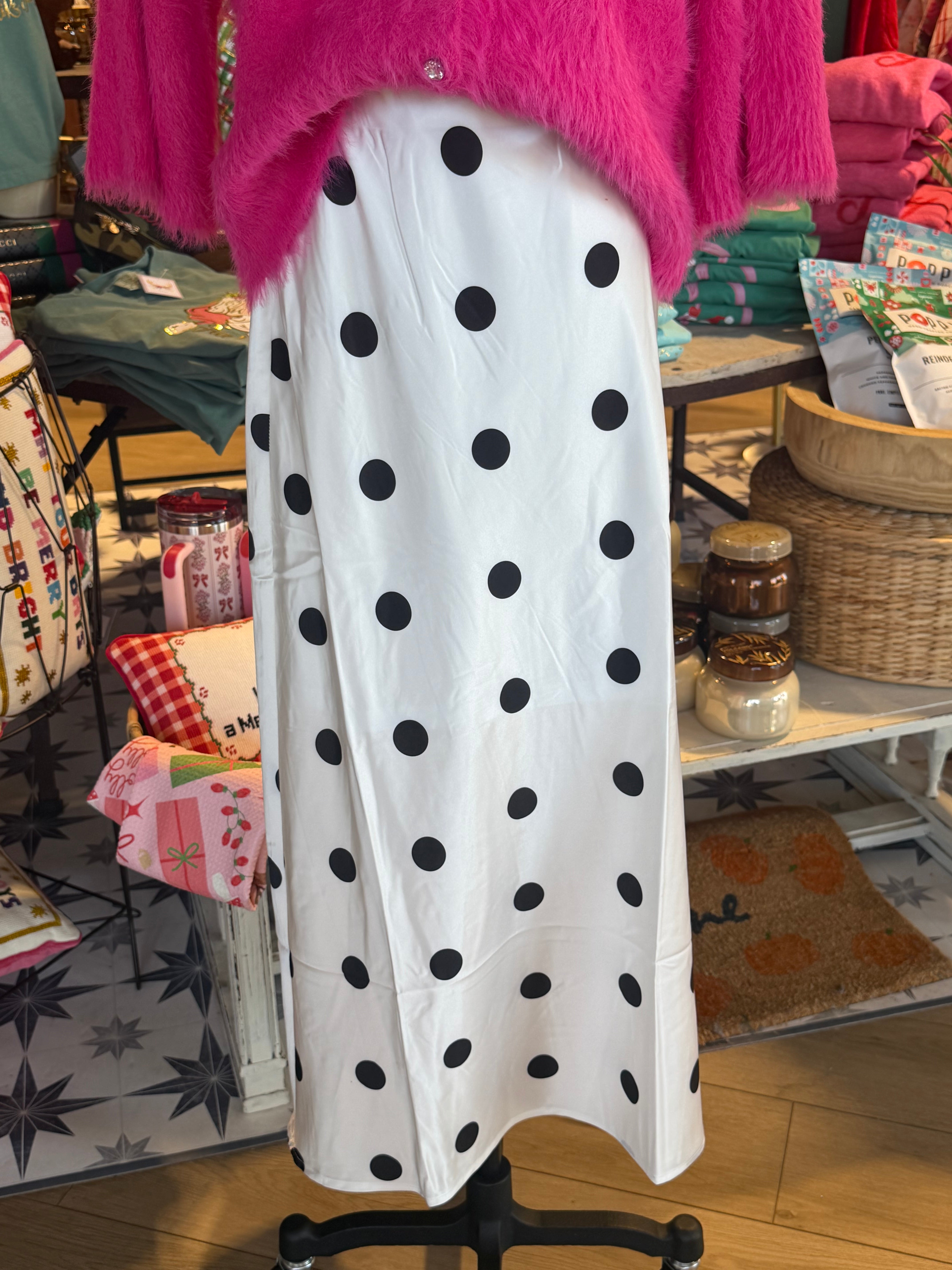 Polka Dot Satin Skirt