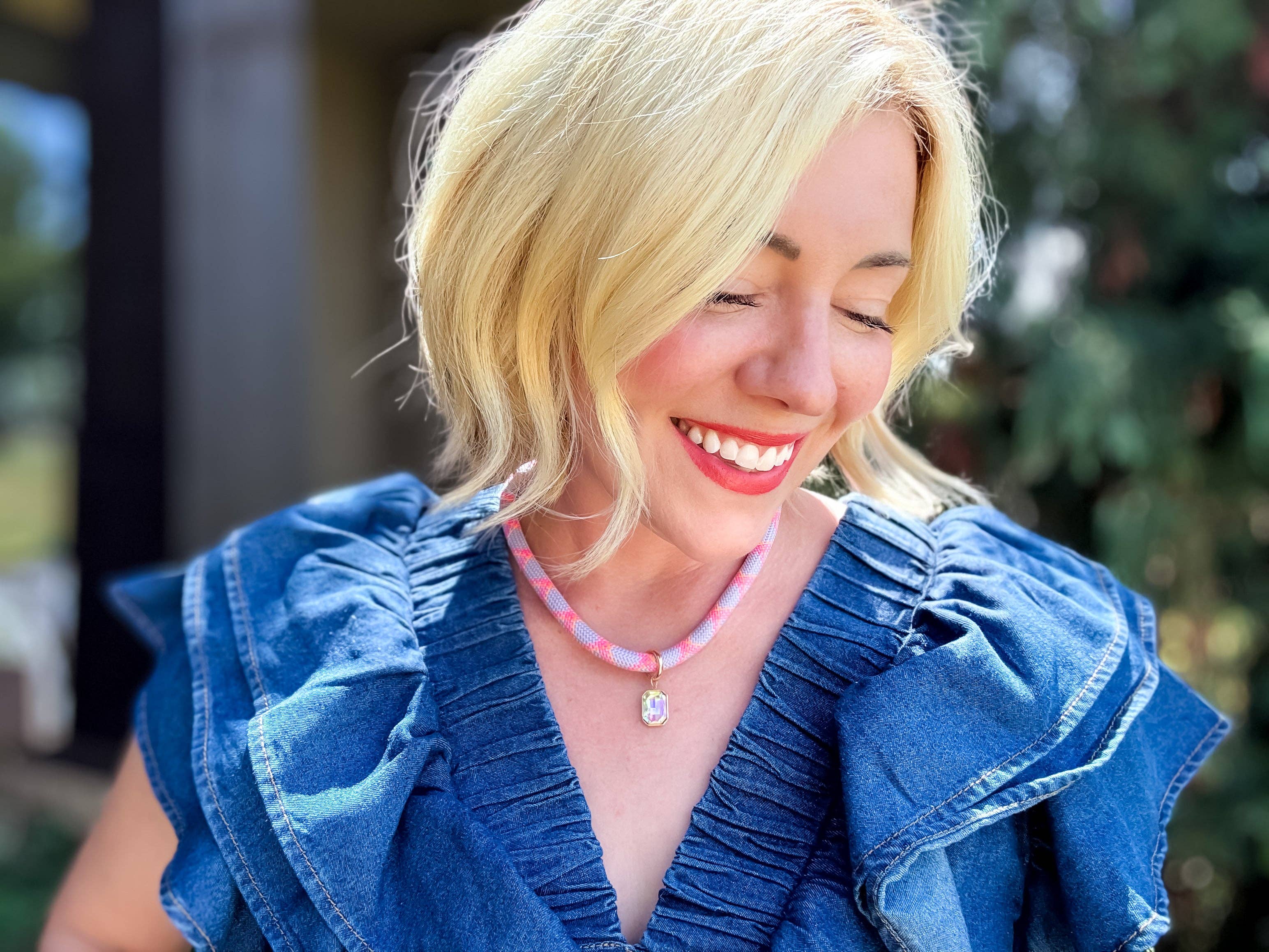 Thick Cord Necklace - Simone Stone Charm - Blakely