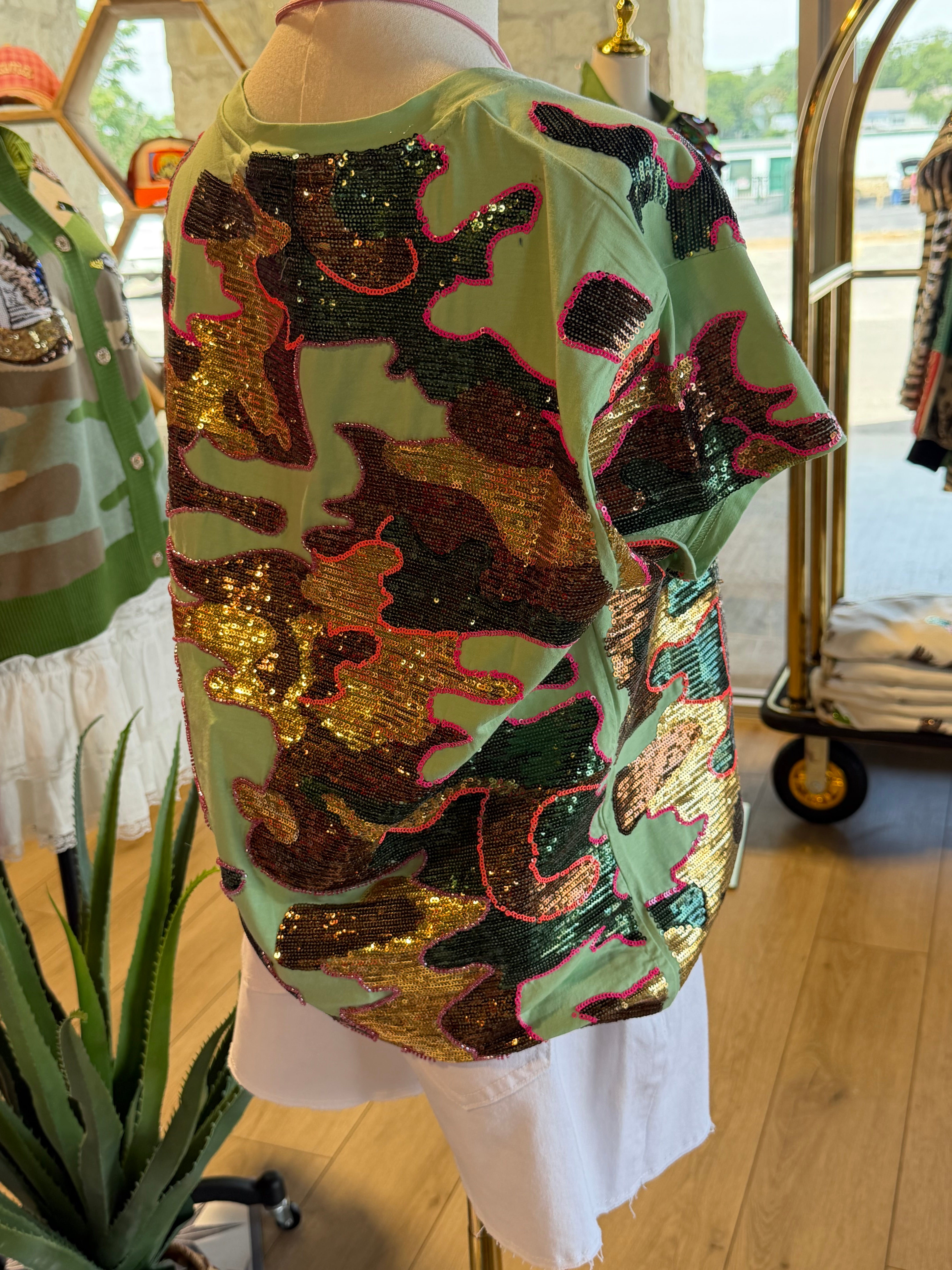 Sequin Camo Tee