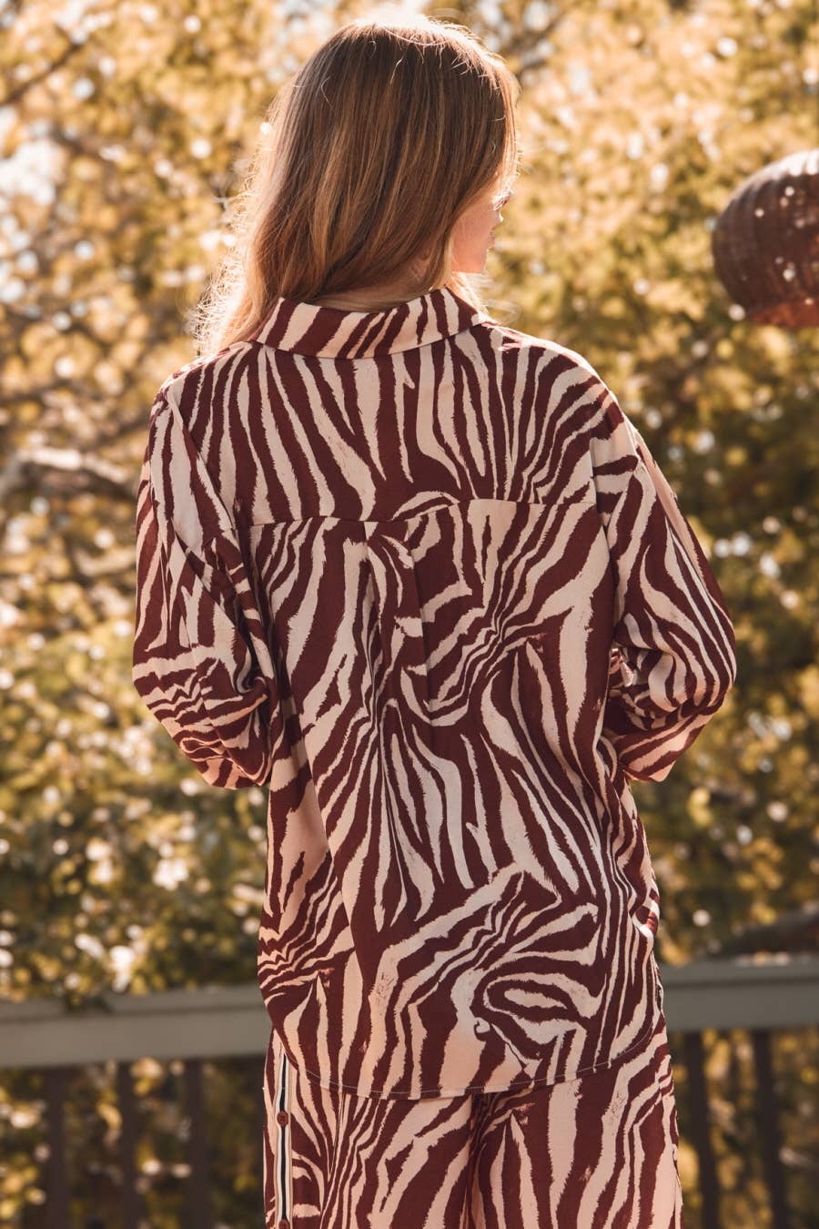 Zebra Printed Collared Blouse