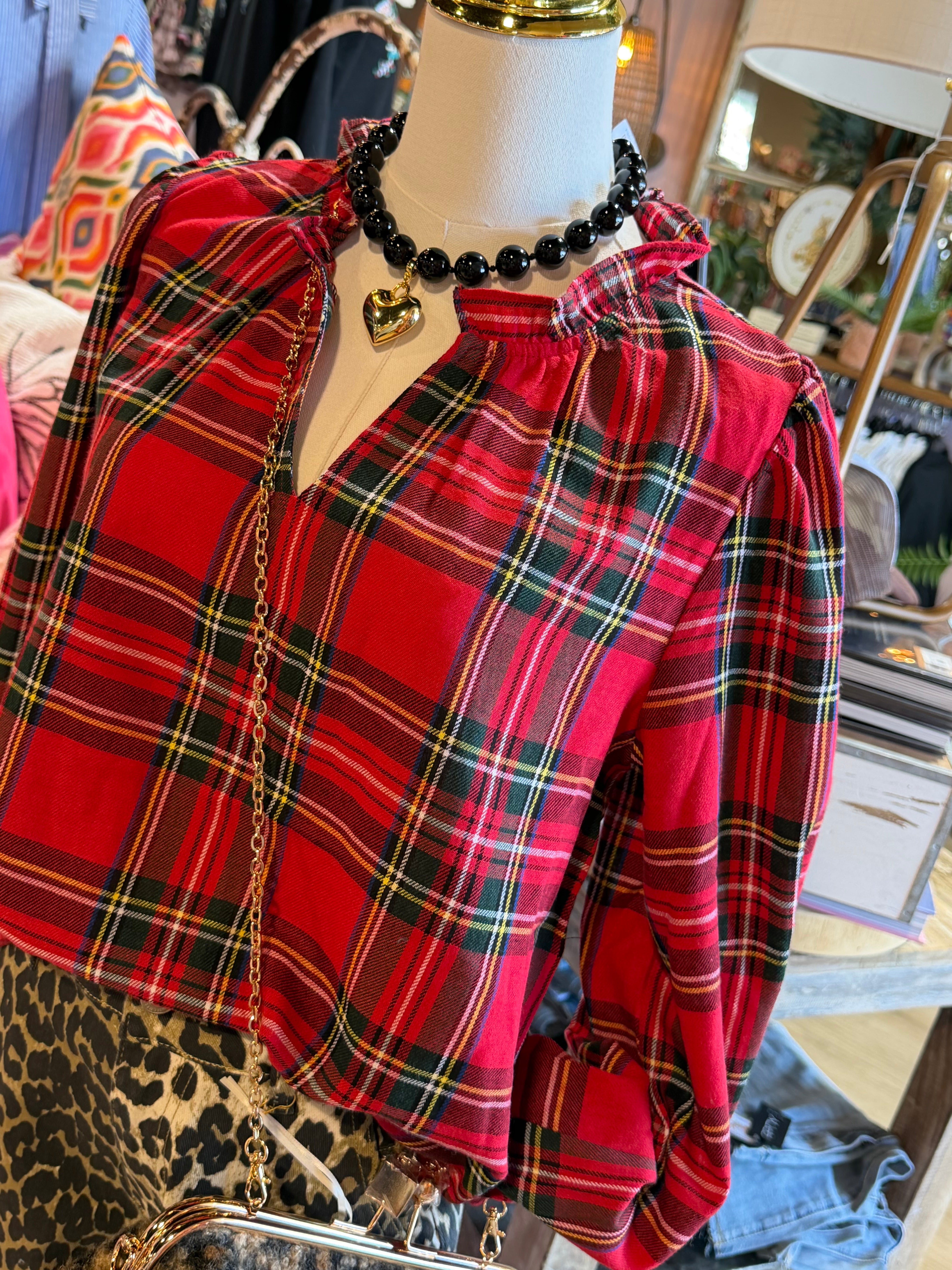 Festive Plaid Top