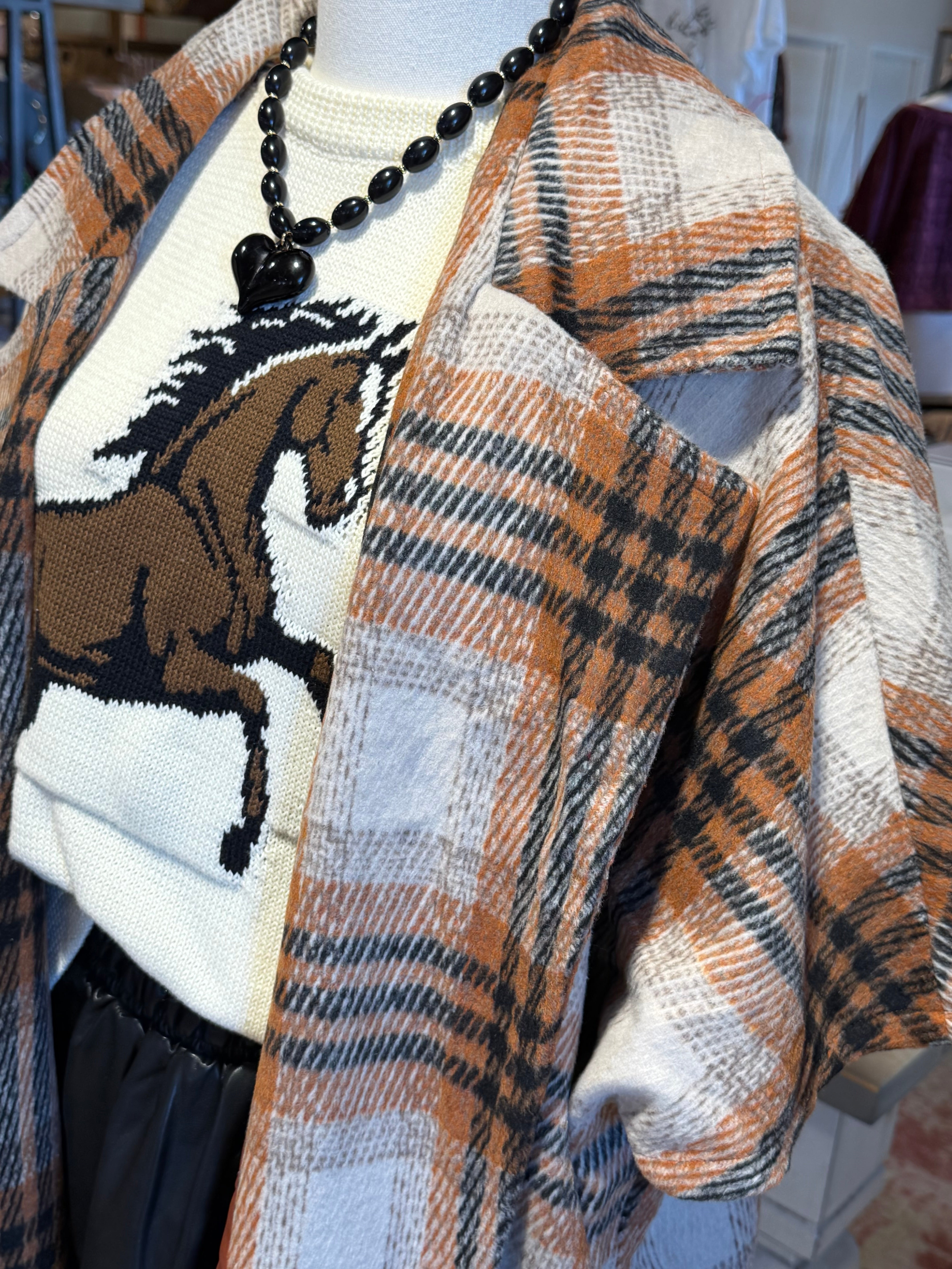 Plaid Drop Shoulder Coat