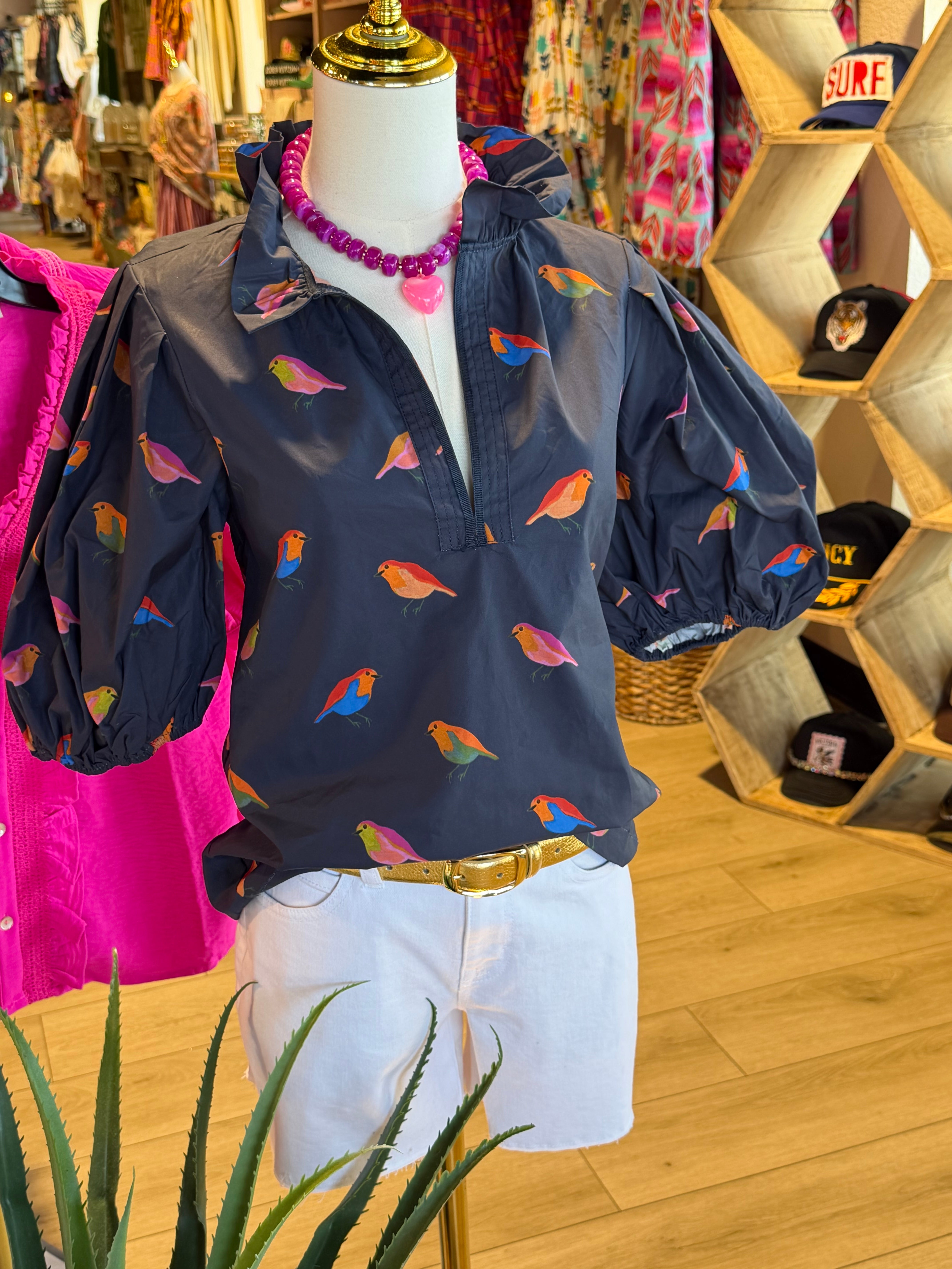 Anna Bird Top Navy