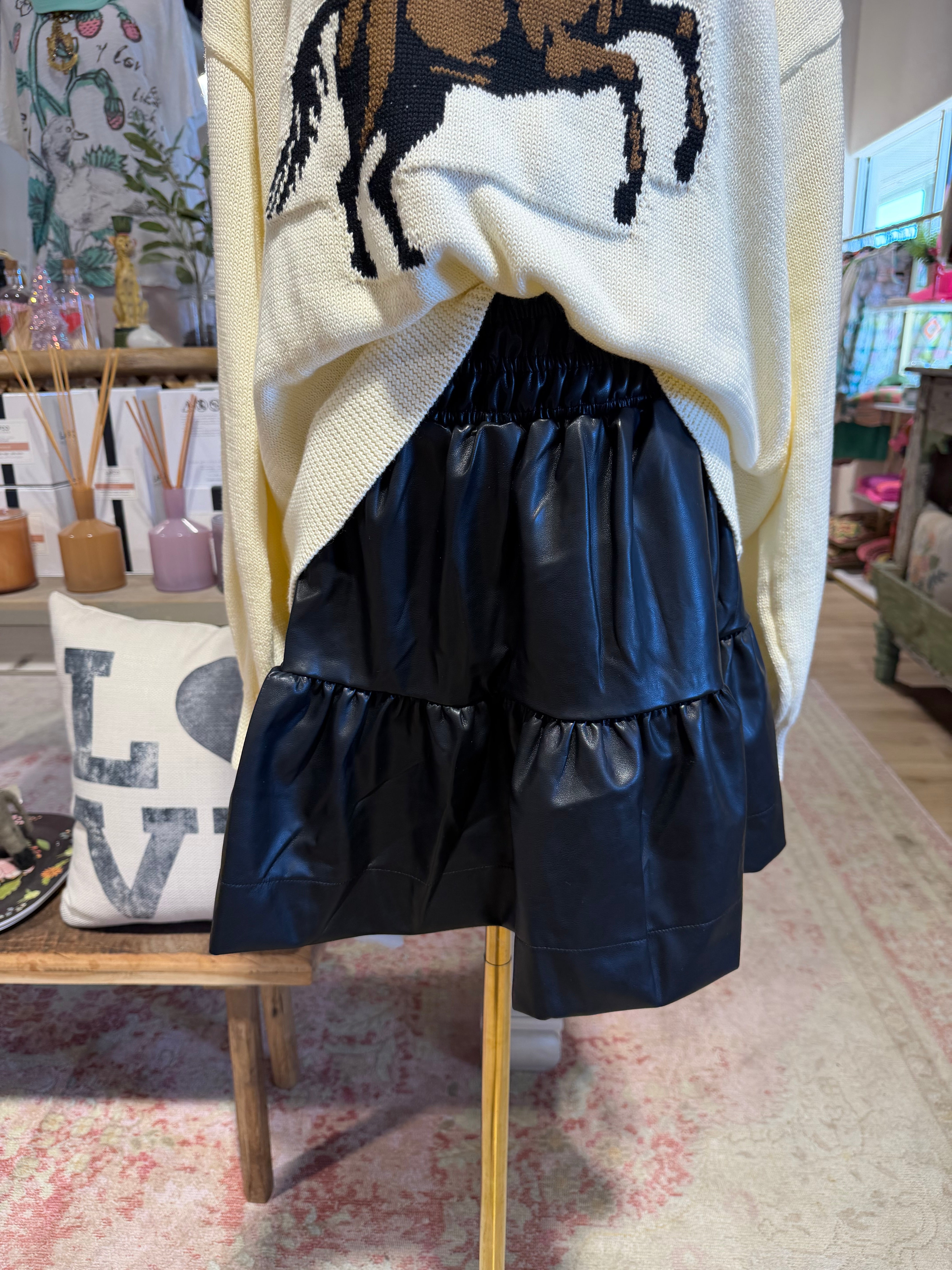 Tiered Leather Skirt- 2 Colors
