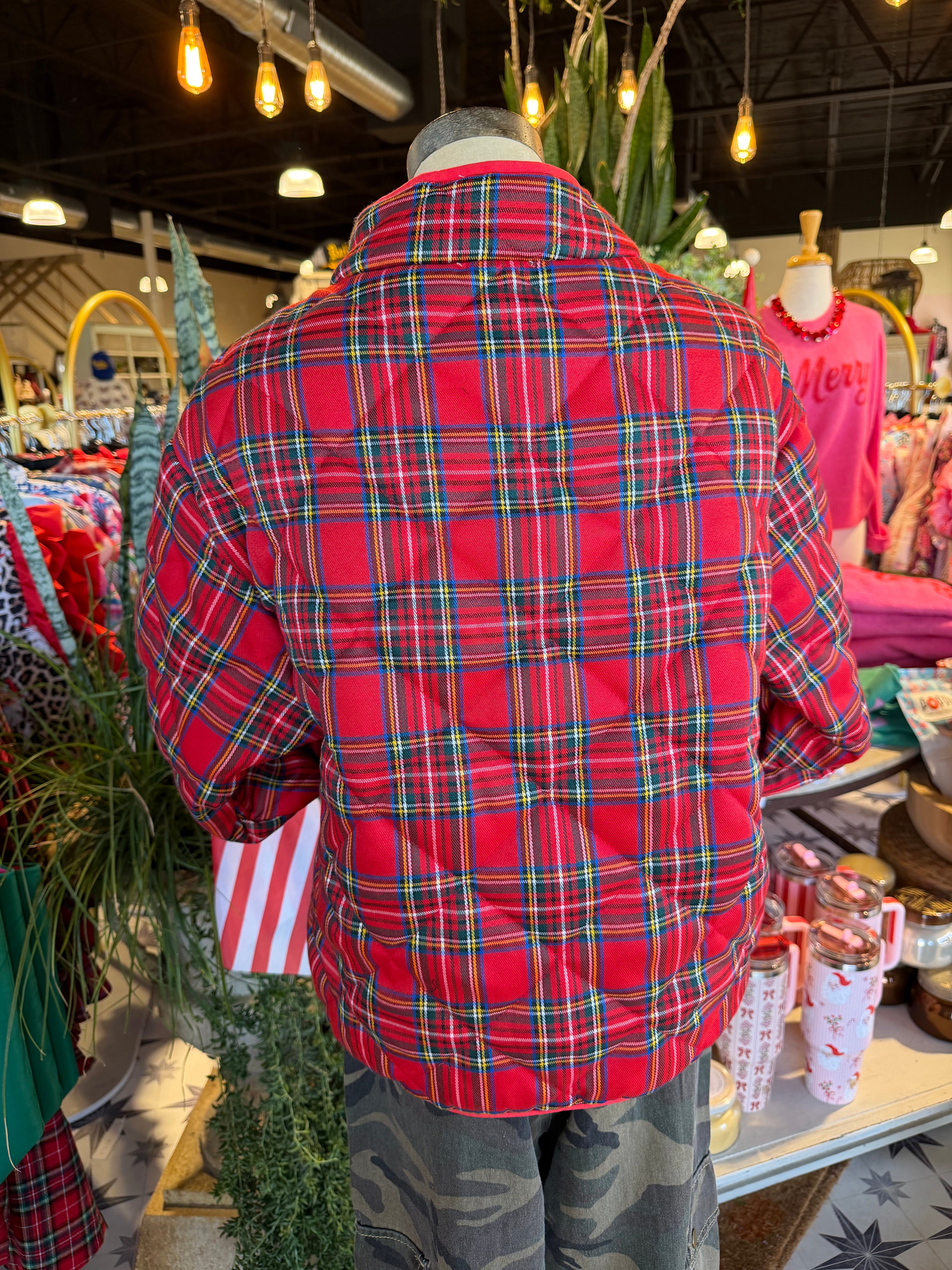 Red Plaid Quilted Jacket