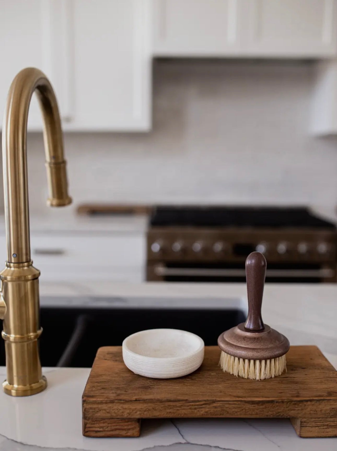 Marble Soap & Brush Dish