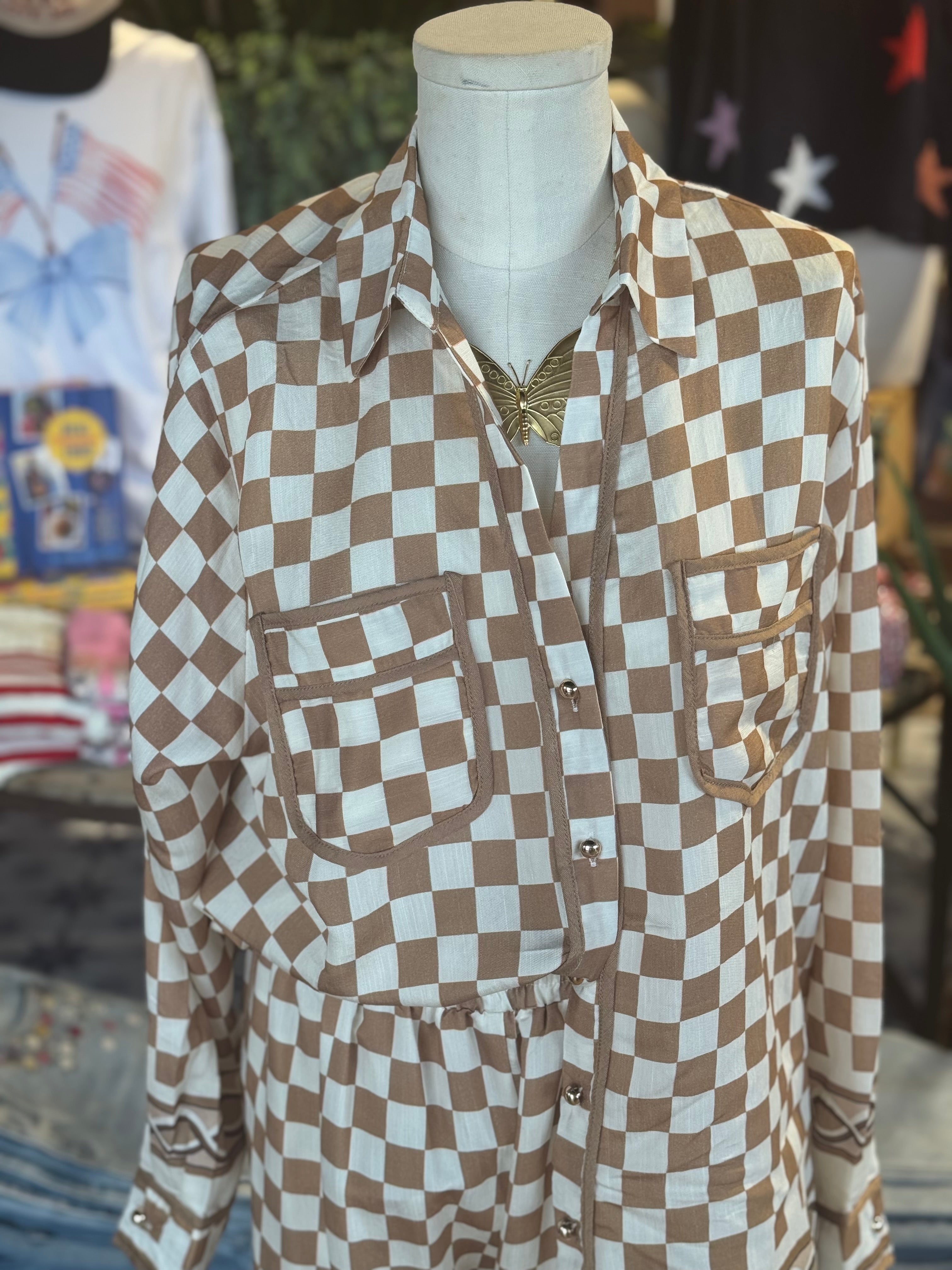 Checker Print Pant Set