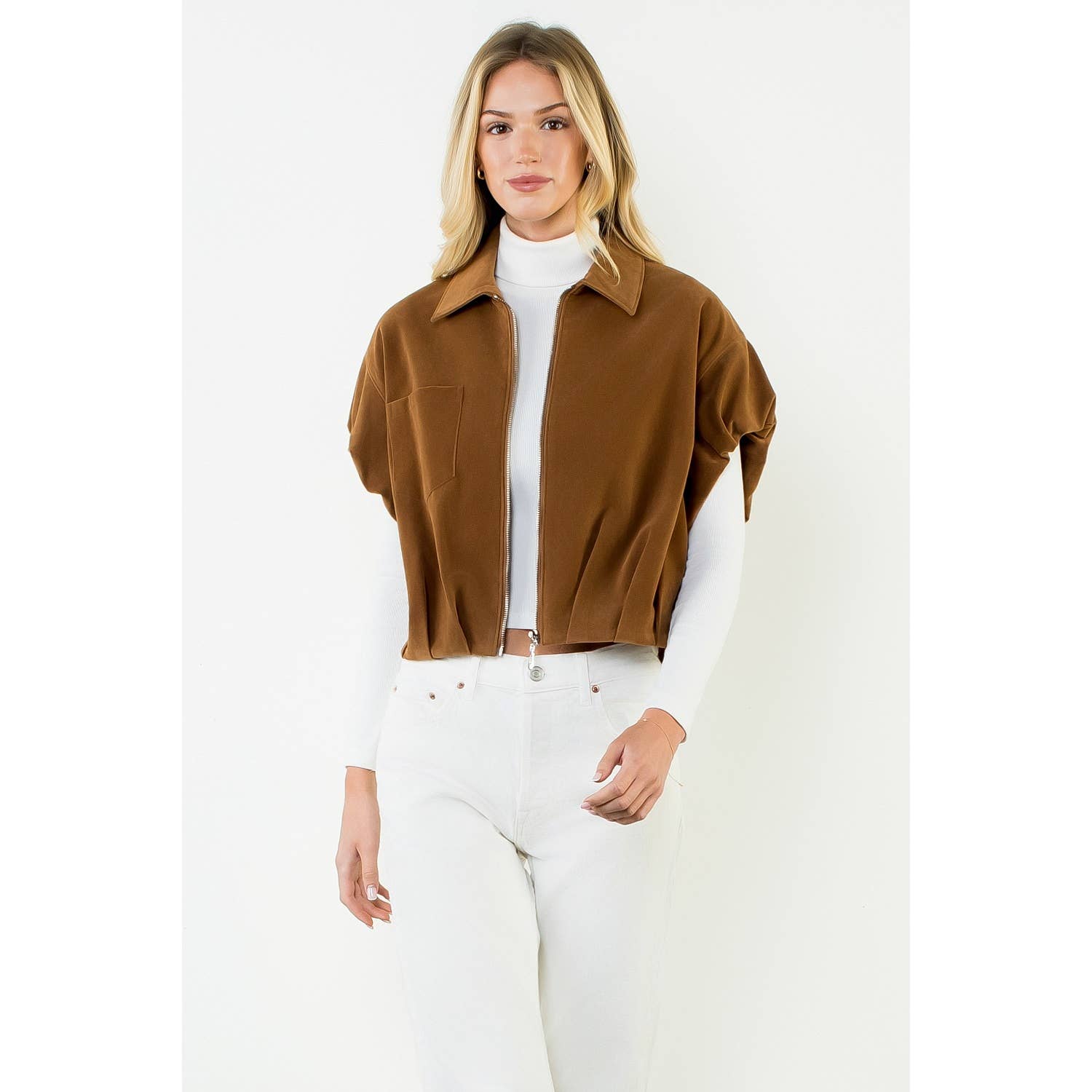 Sleeveless Suede Zip Jacket