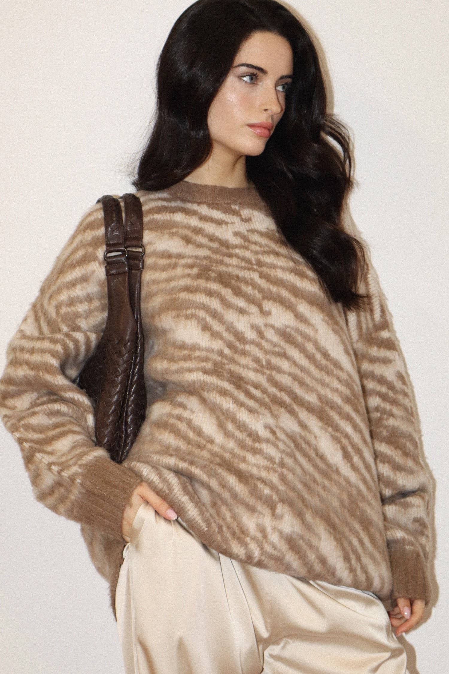 Brushed Zebra Knit Sweater