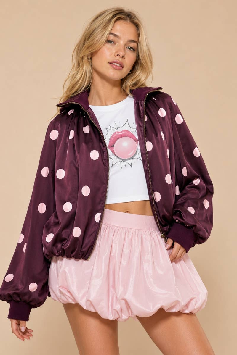 SATIN POLKADOT BUBBLE JACKET