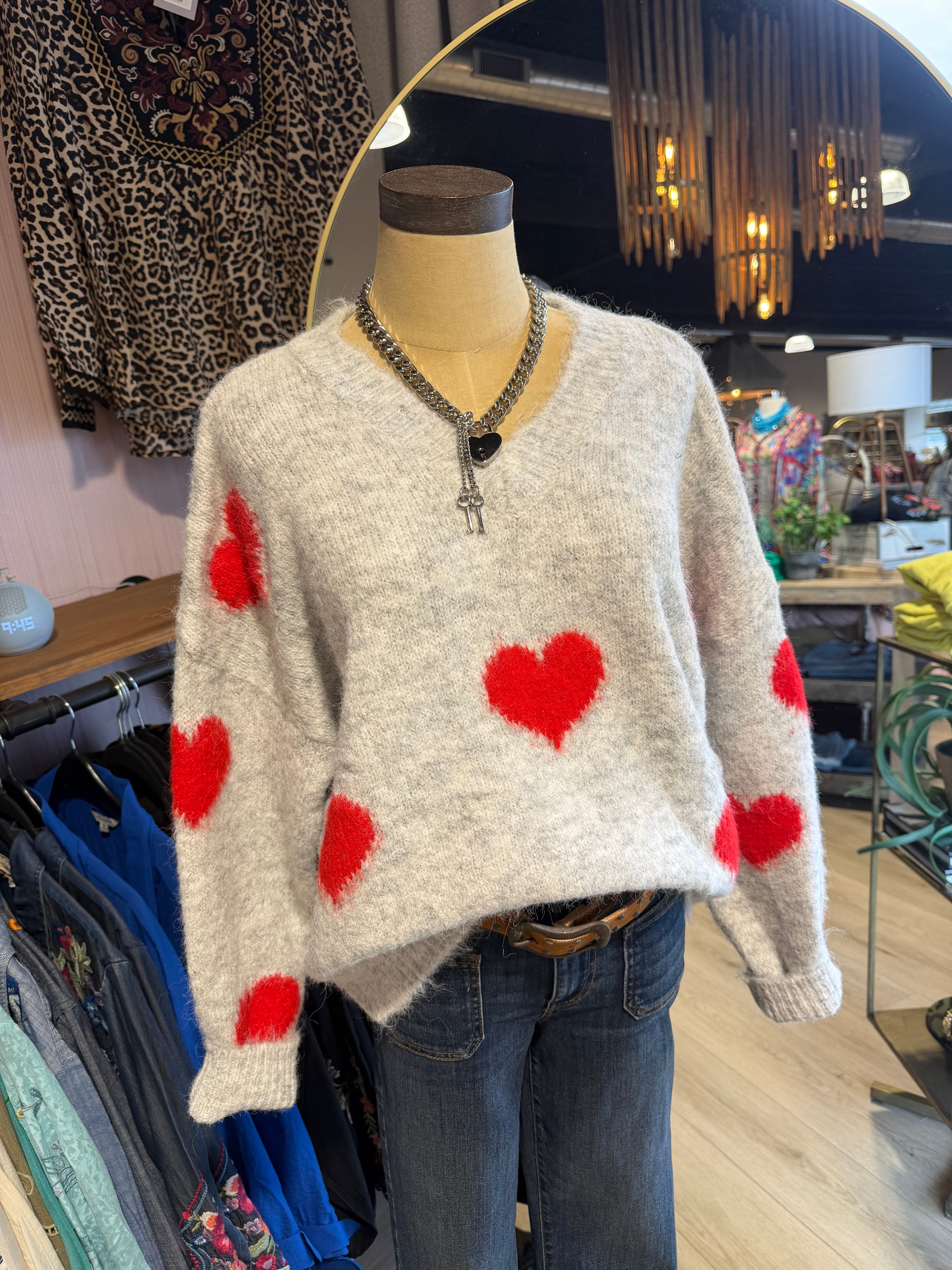 Vneck Heart Sweater