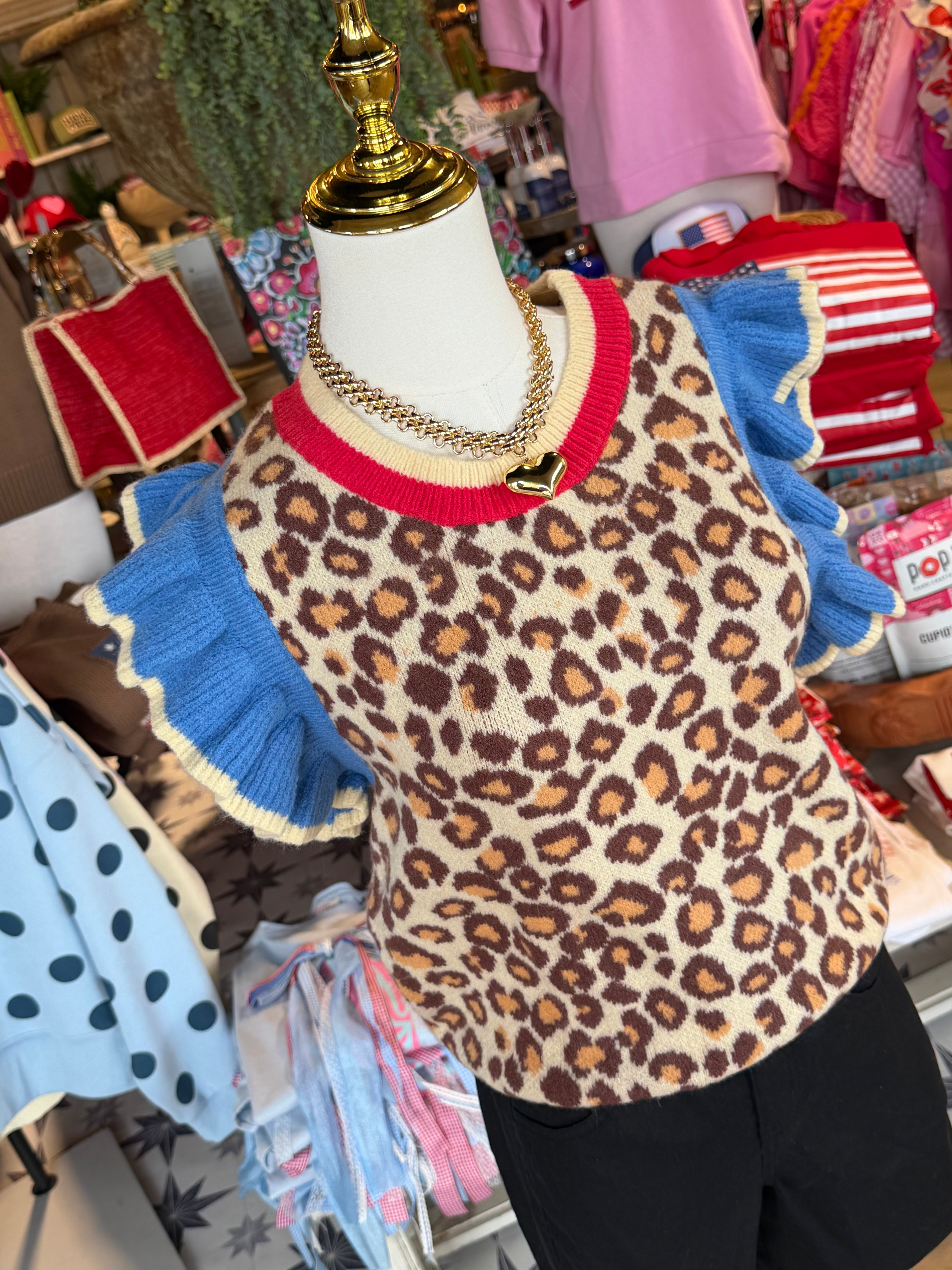 Leopard, Red & Blue