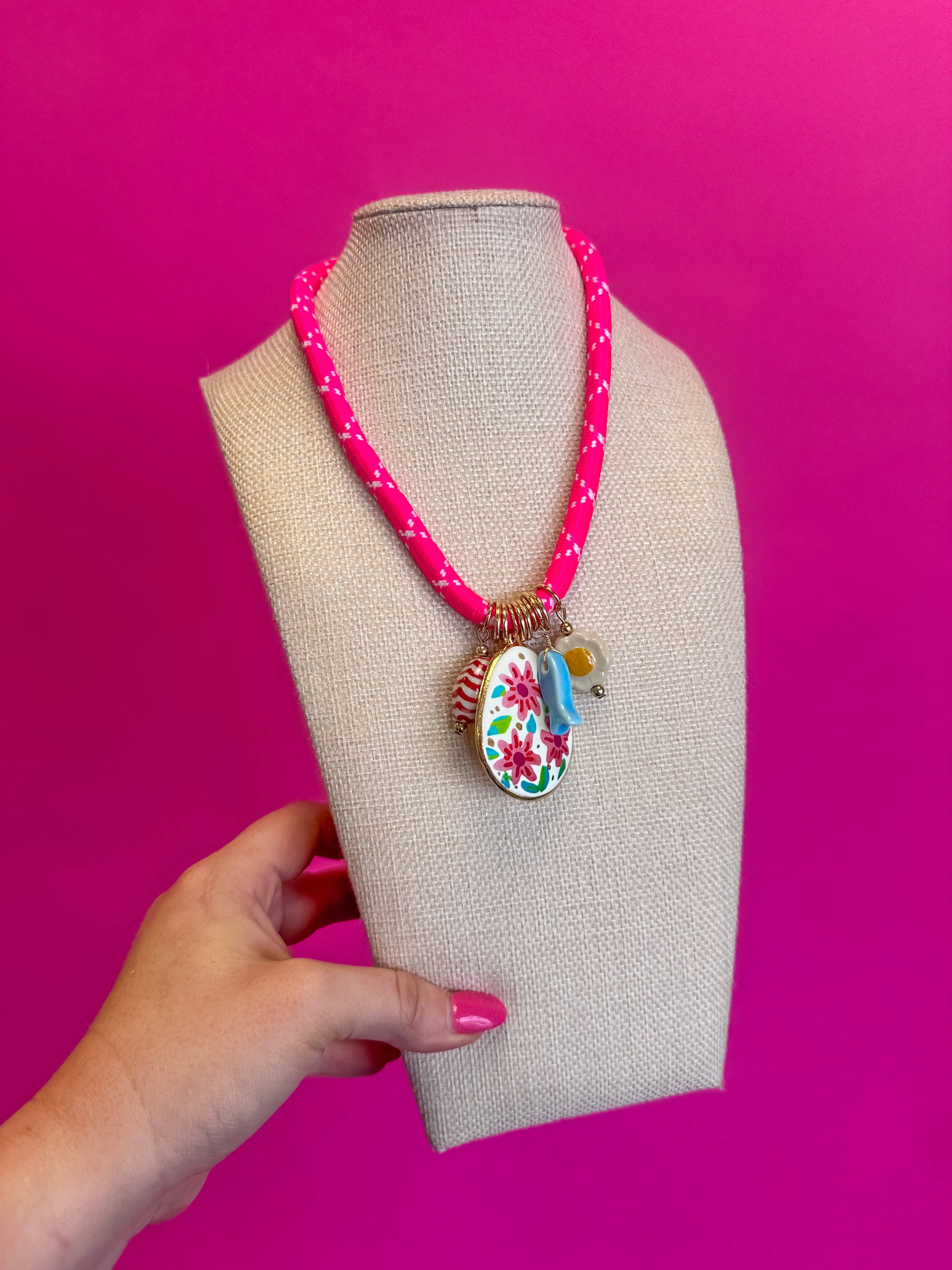 Braided Cord with Charm Necklace - 2 Colors