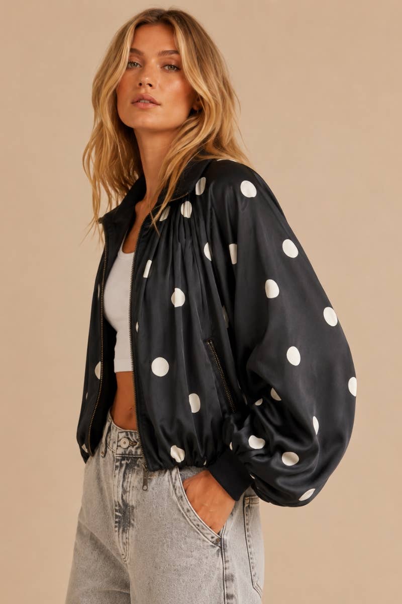 SATIN POLKADOT BUBBLE JACKET