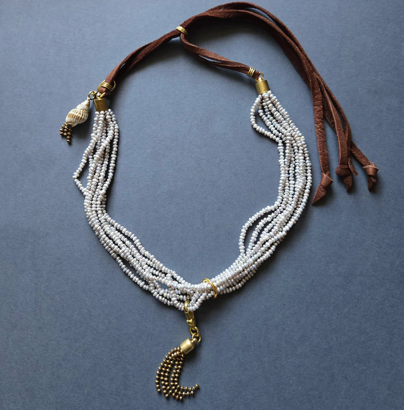 Deerskin Lace Pearl Necklace