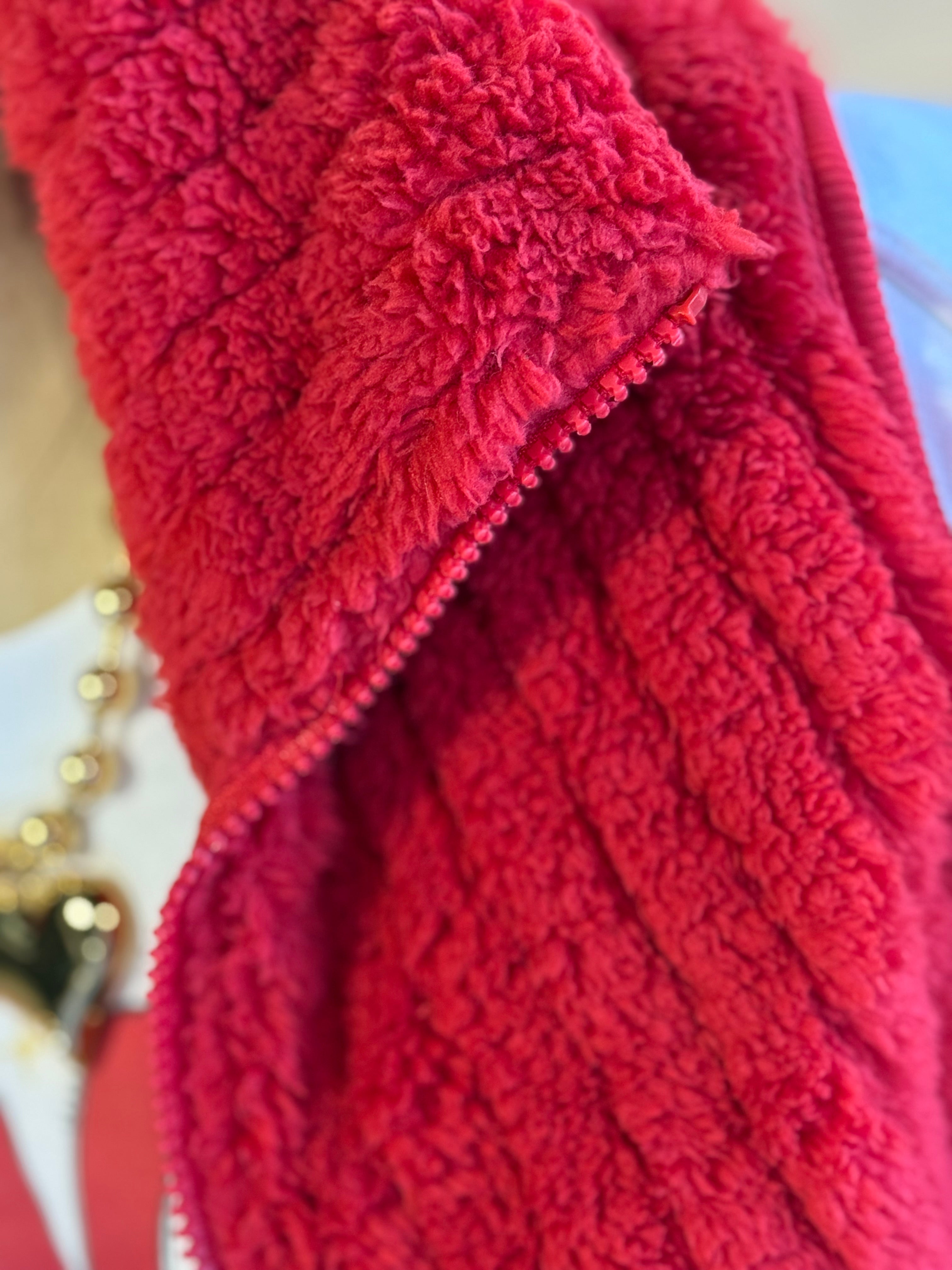 Fuzzy Red Zip Up Vest