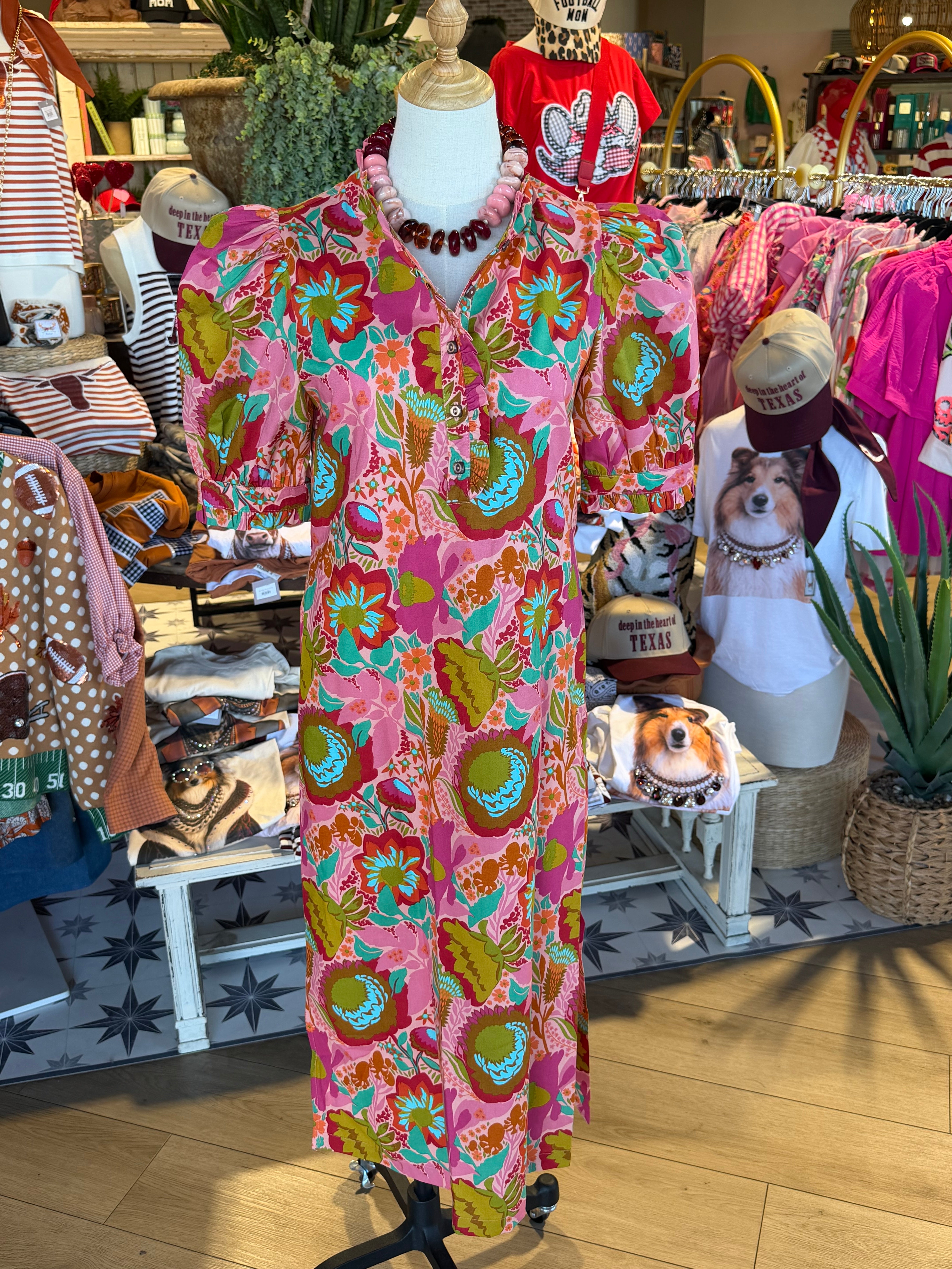 Bouquet Midi Shirt Dress