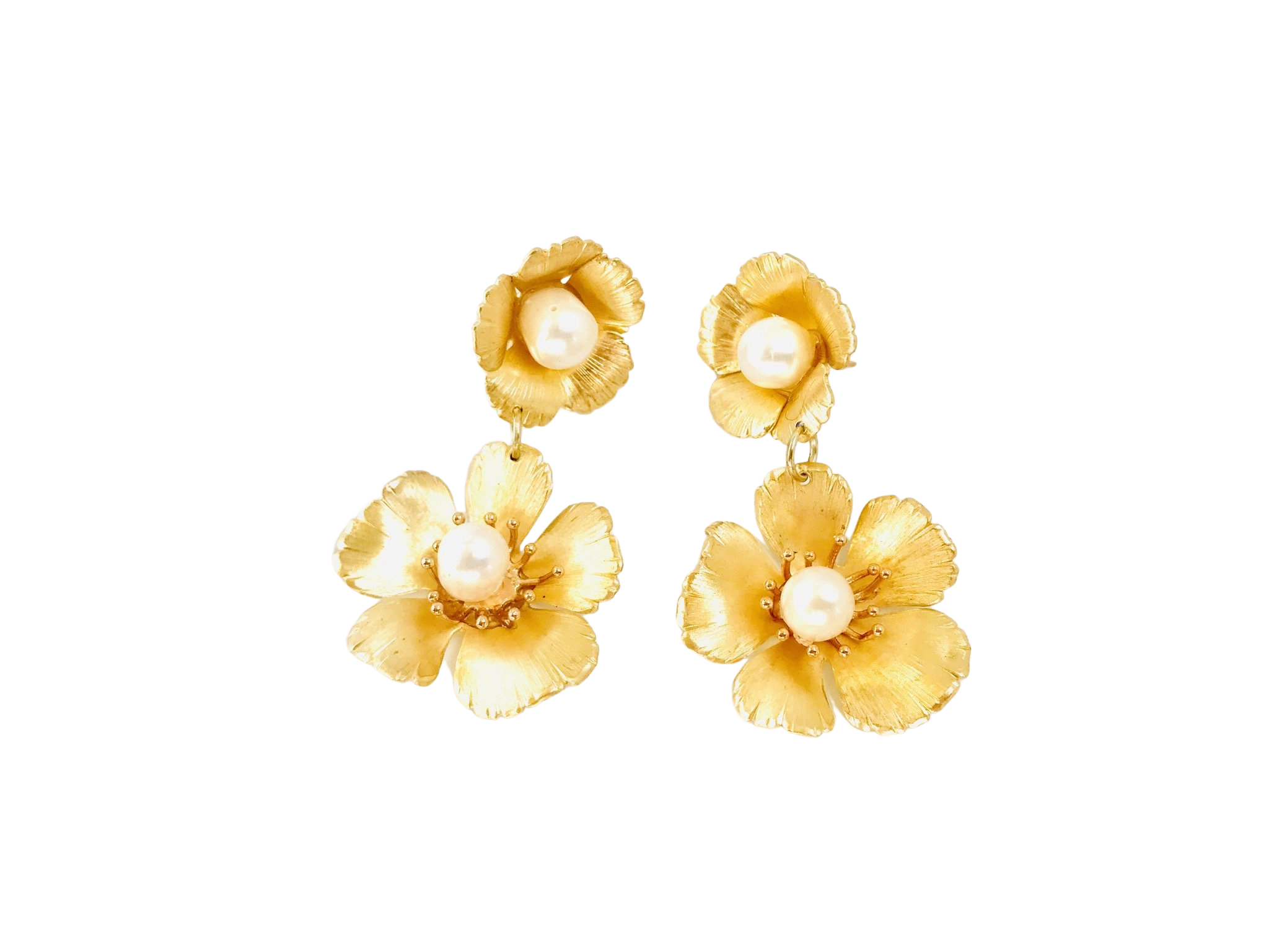 Double Golden Flower Earring