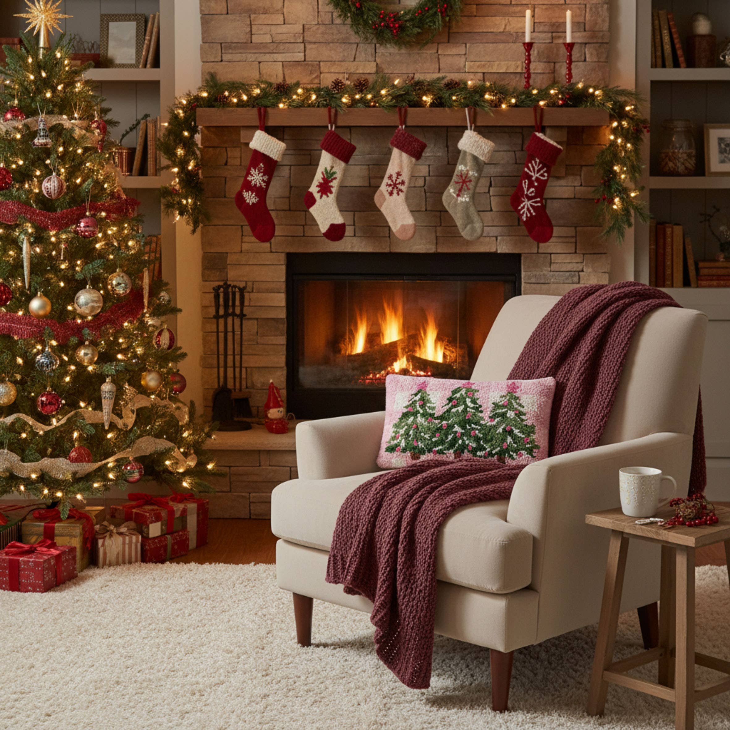 Whimsy Christmas Tree Hook Pillow