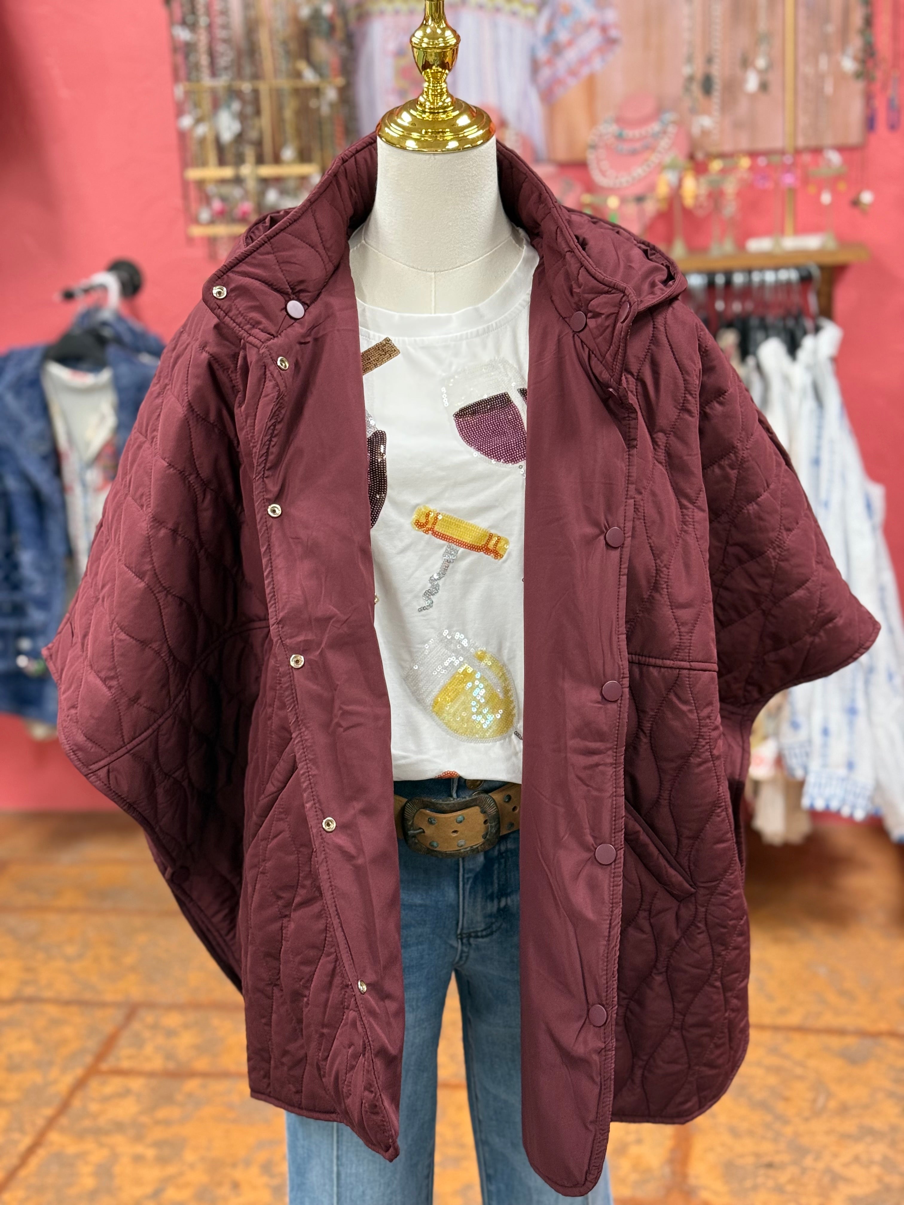 Quilted Maroon Cape