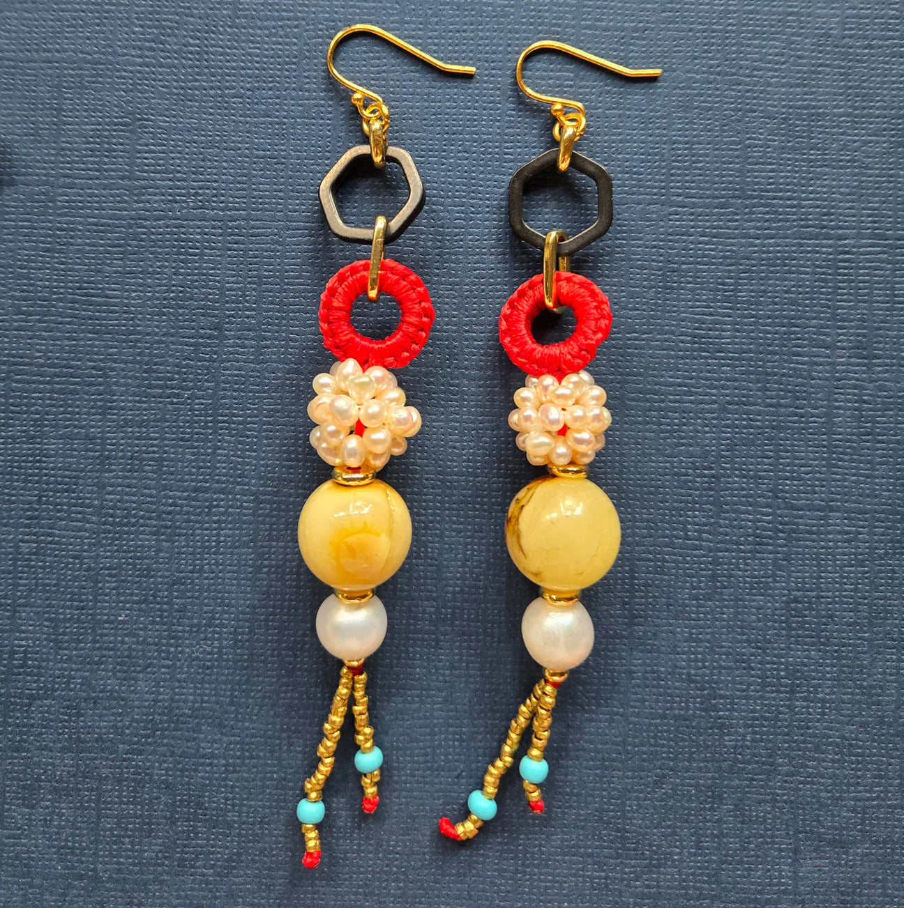 Ancient Amber Ball Earrings