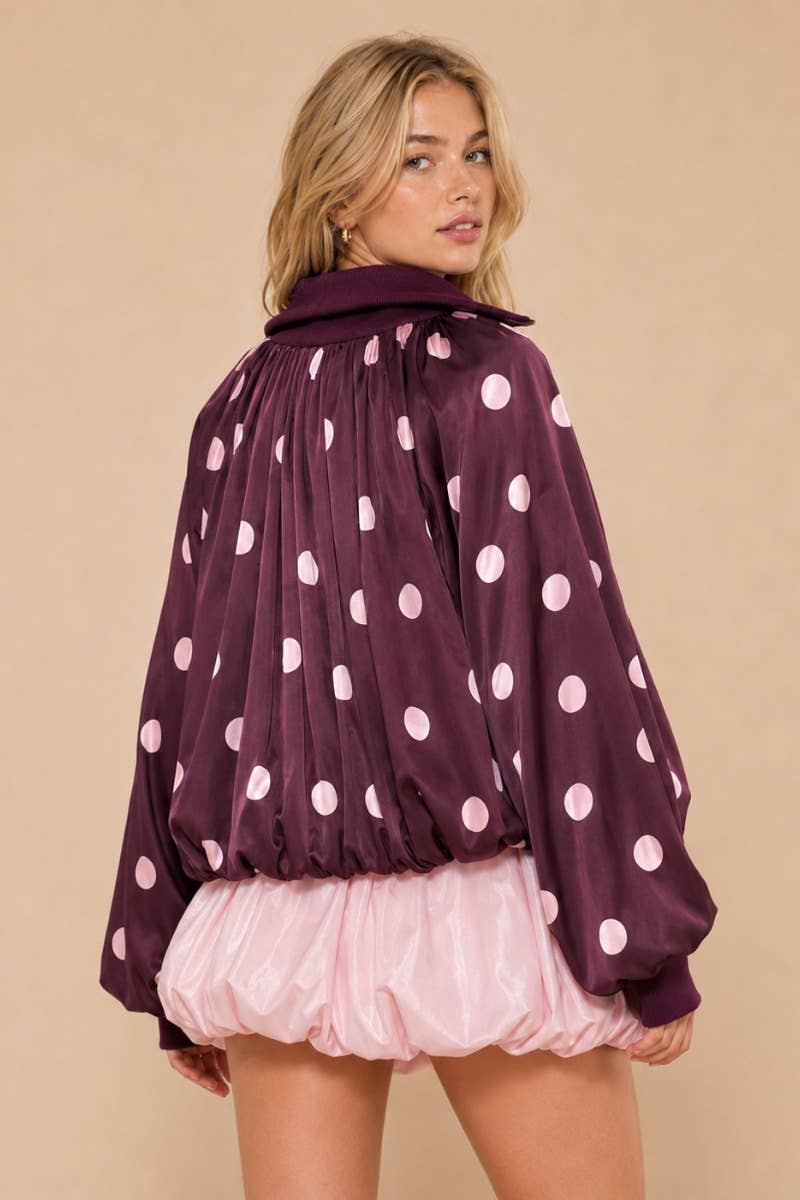 SATIN POLKADOT BUBBLE JACKET