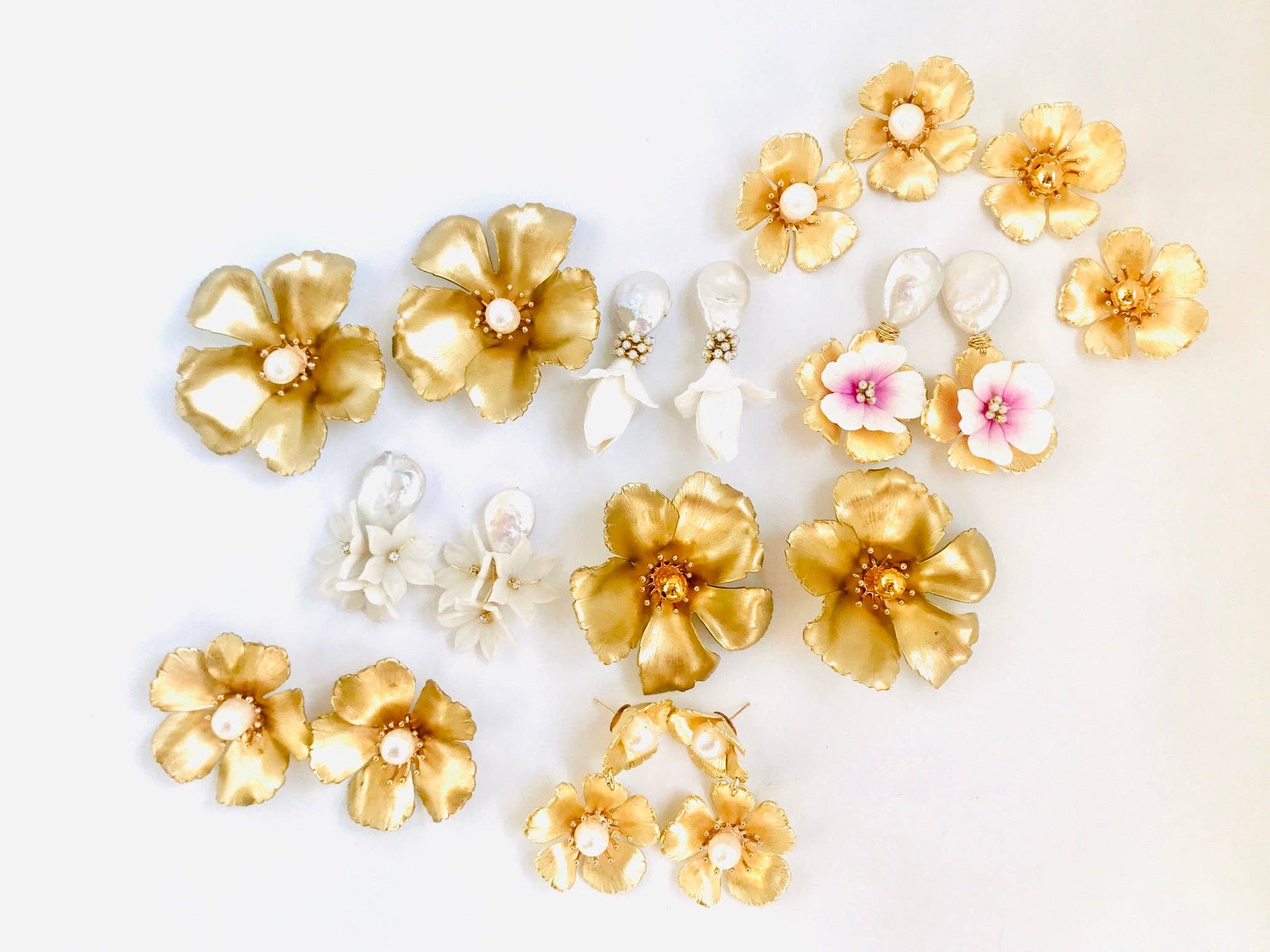 Double Golden Flower Earring