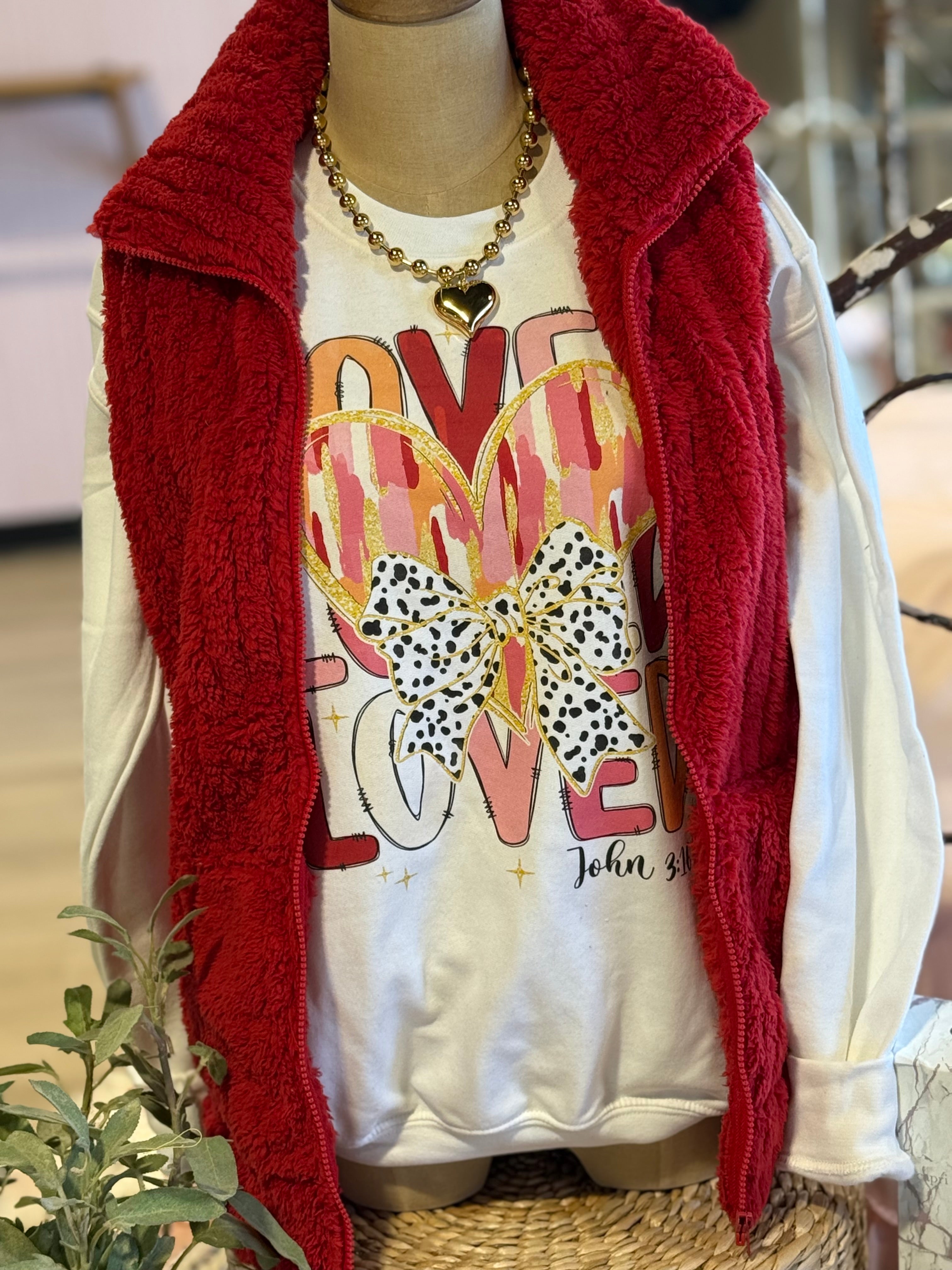 Fuzzy Red Zip Up Vest