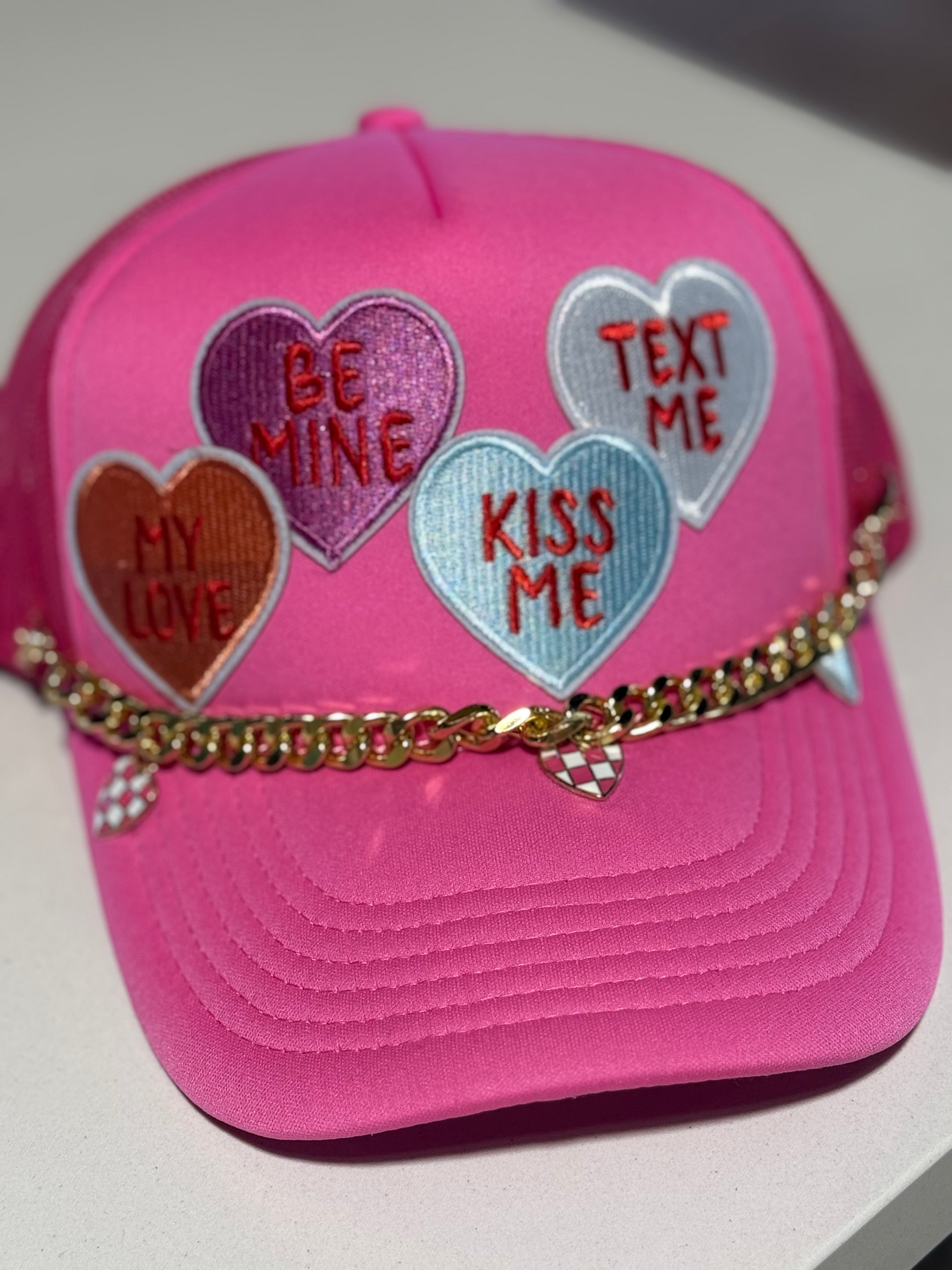 Conversation Heart Charm Trucker