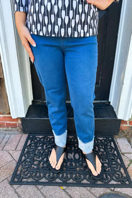 Rhinestone Cuff Jeans