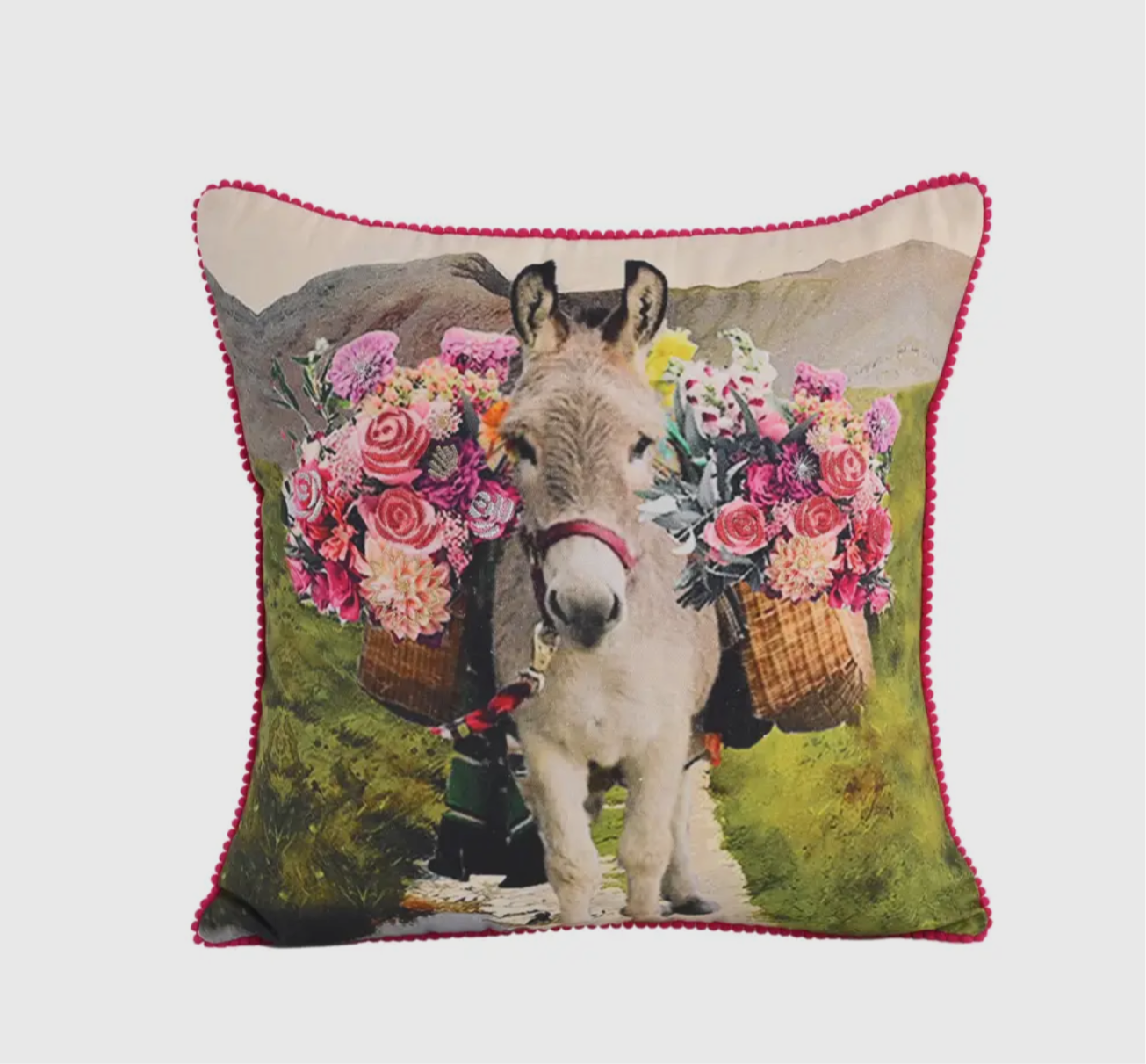 Floral Donkey Pillow 18x18