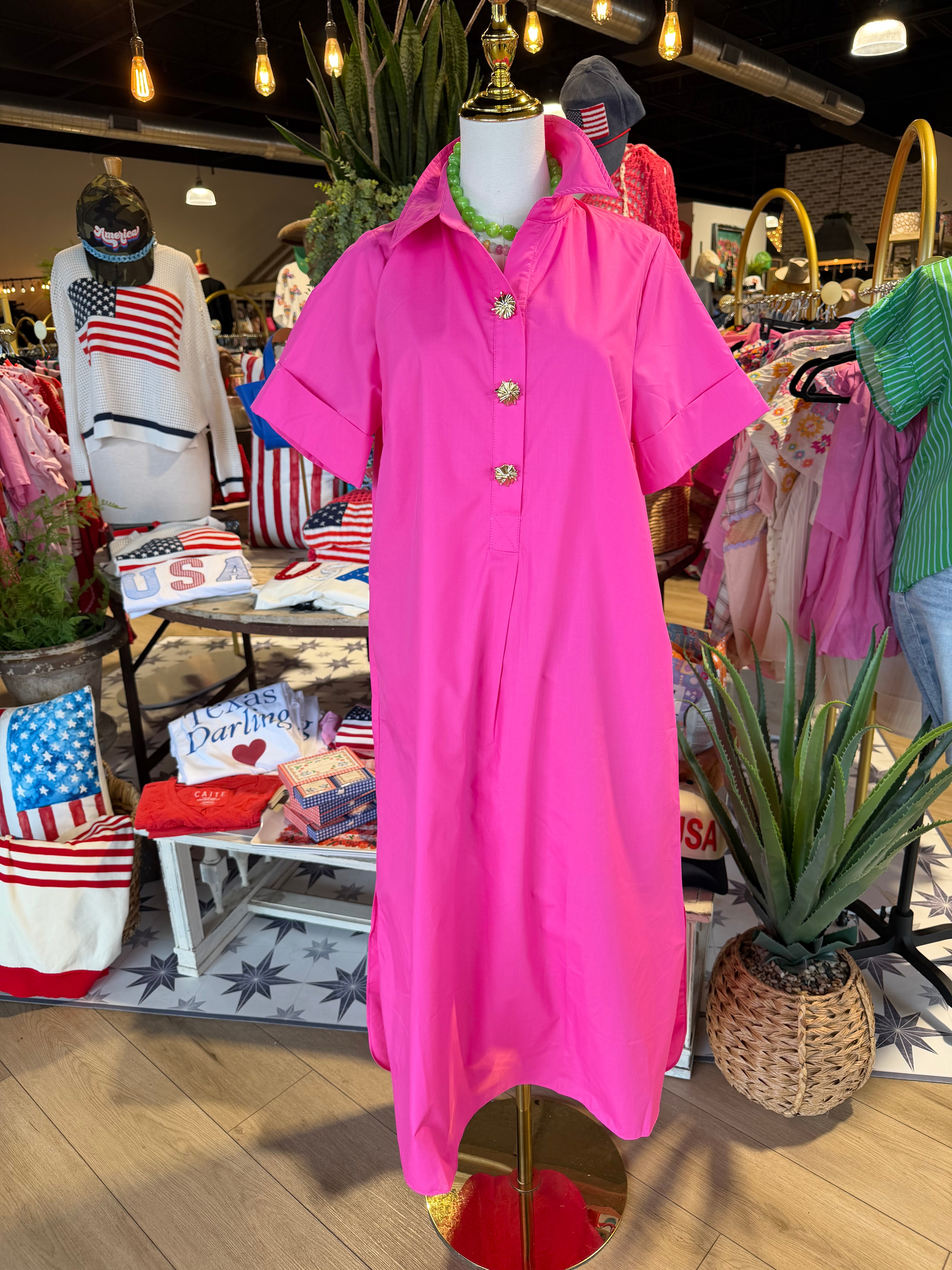 Solid short sleeve midi dress- 2 Colors