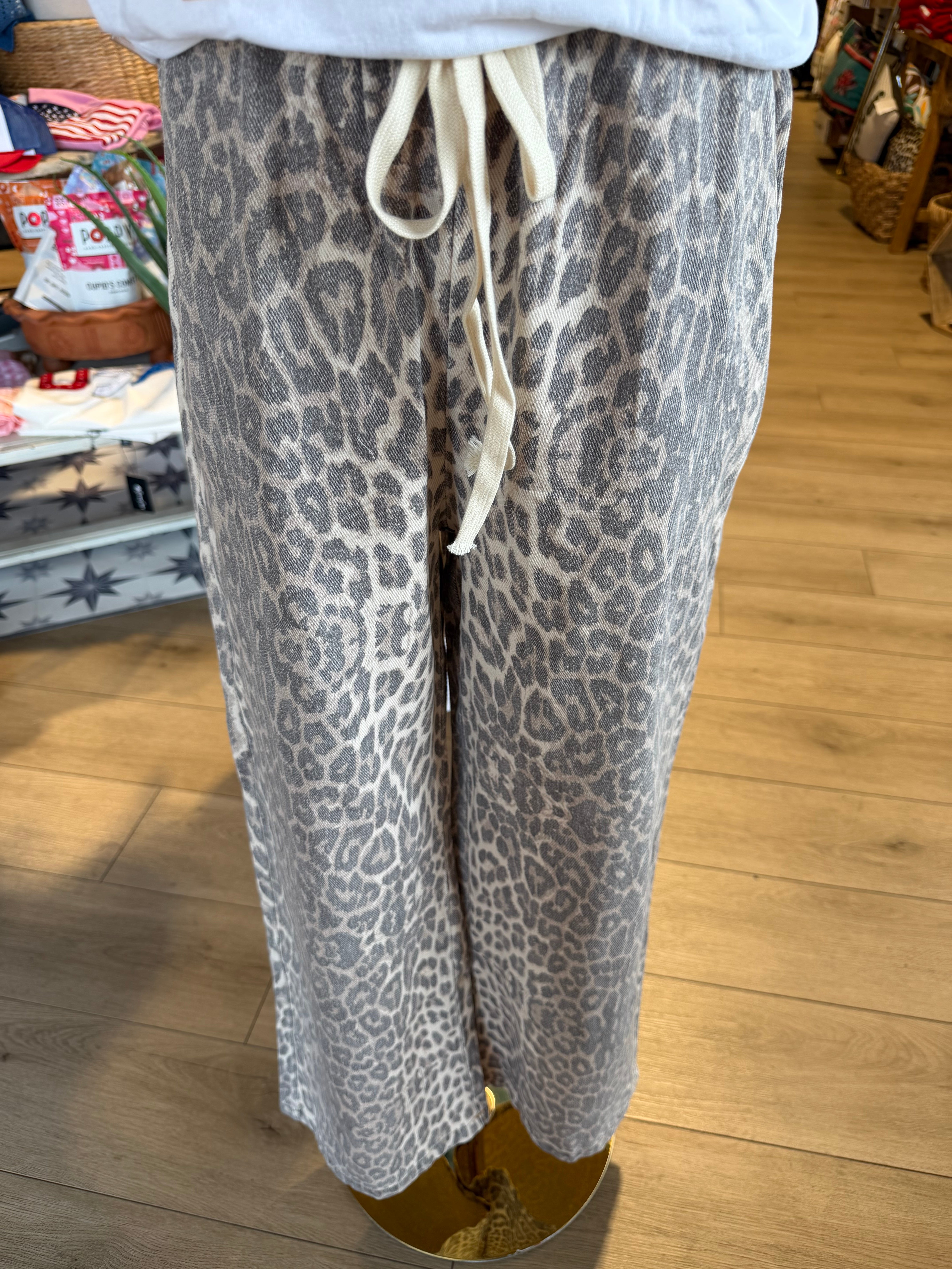 Leopard Print Wide Leg Pants