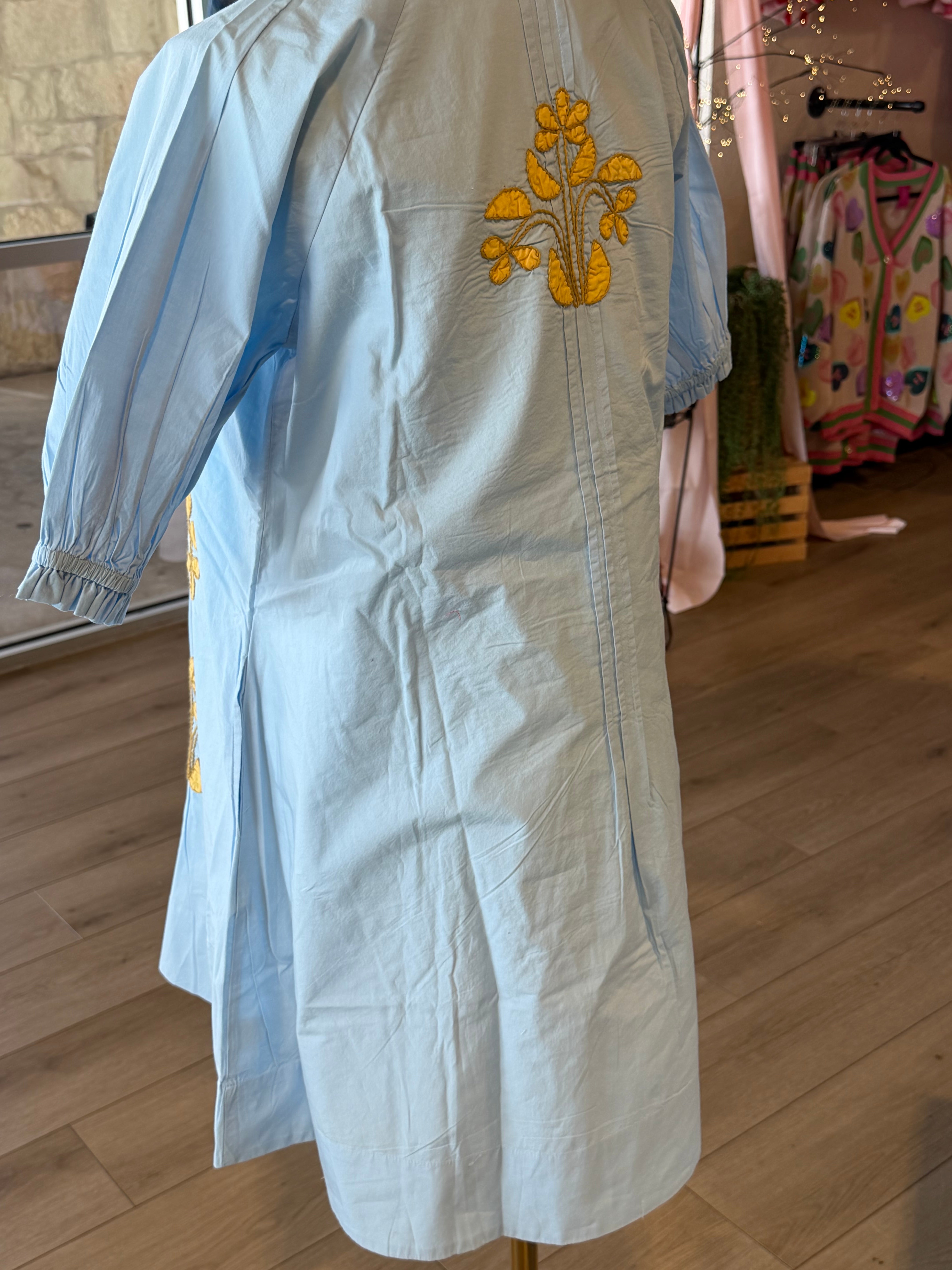 Blocked Embroidery Dress