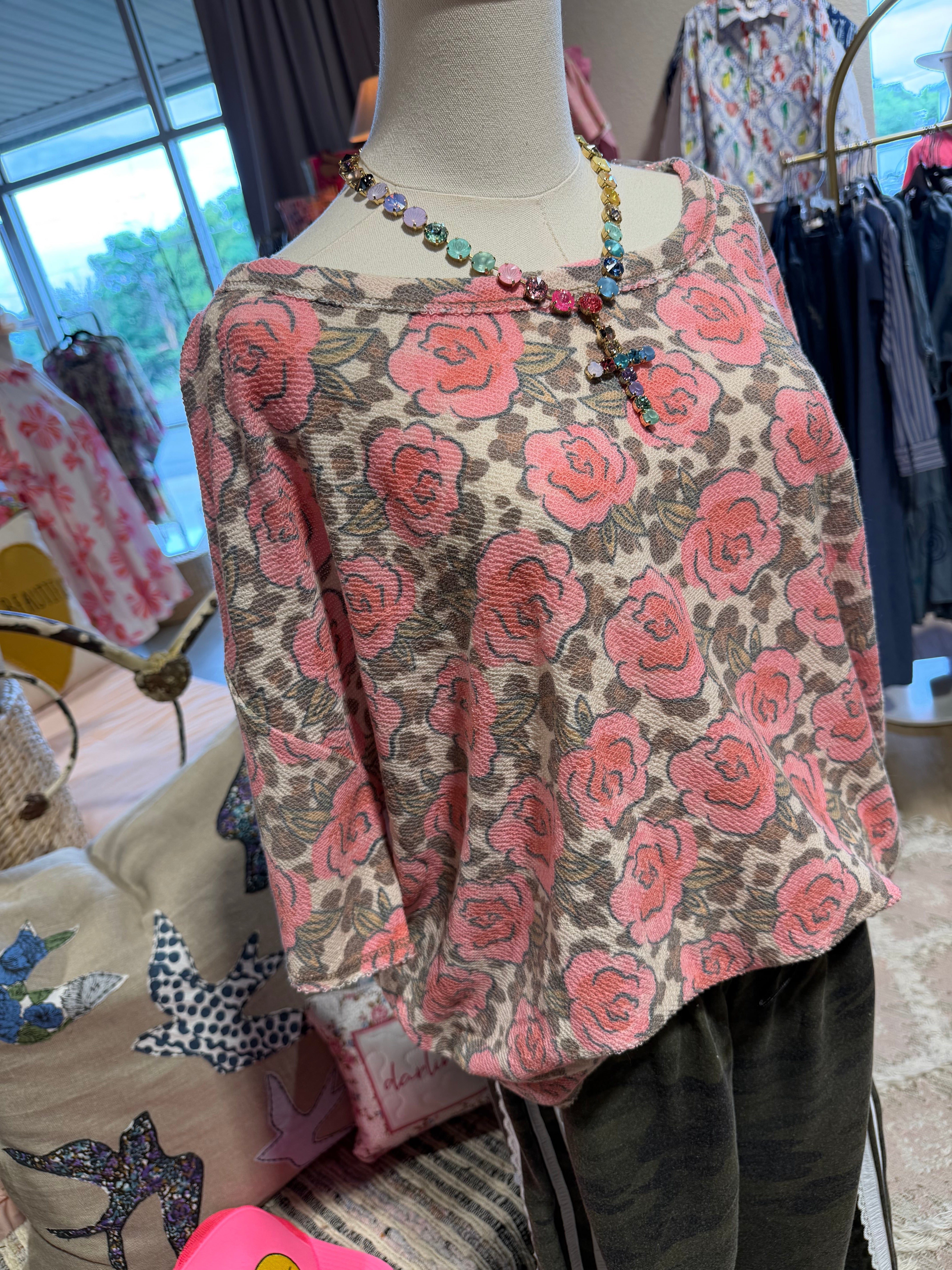 French Terry Floral Top