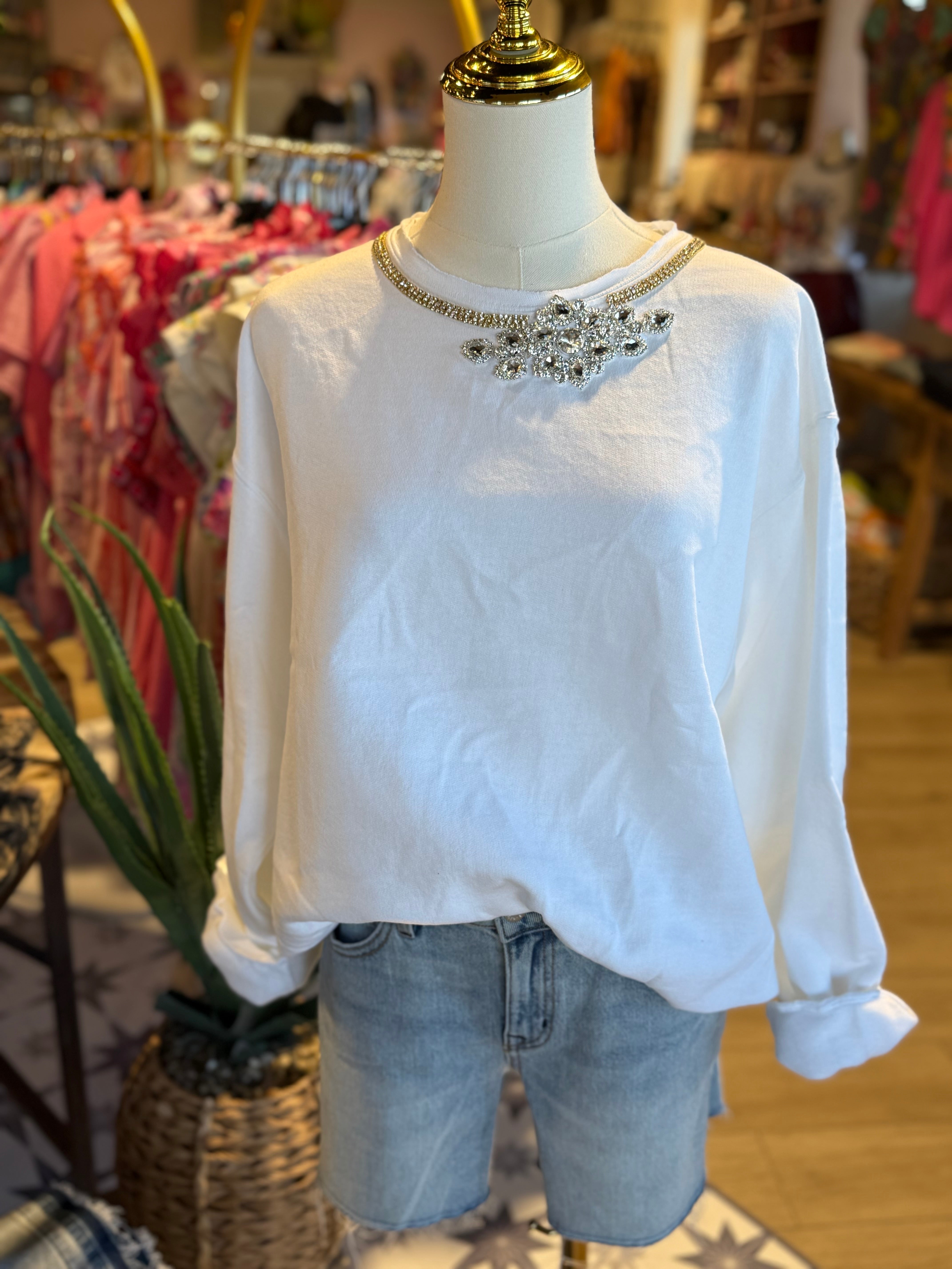 Crystal Embellished Sweater ( 2 Colors)