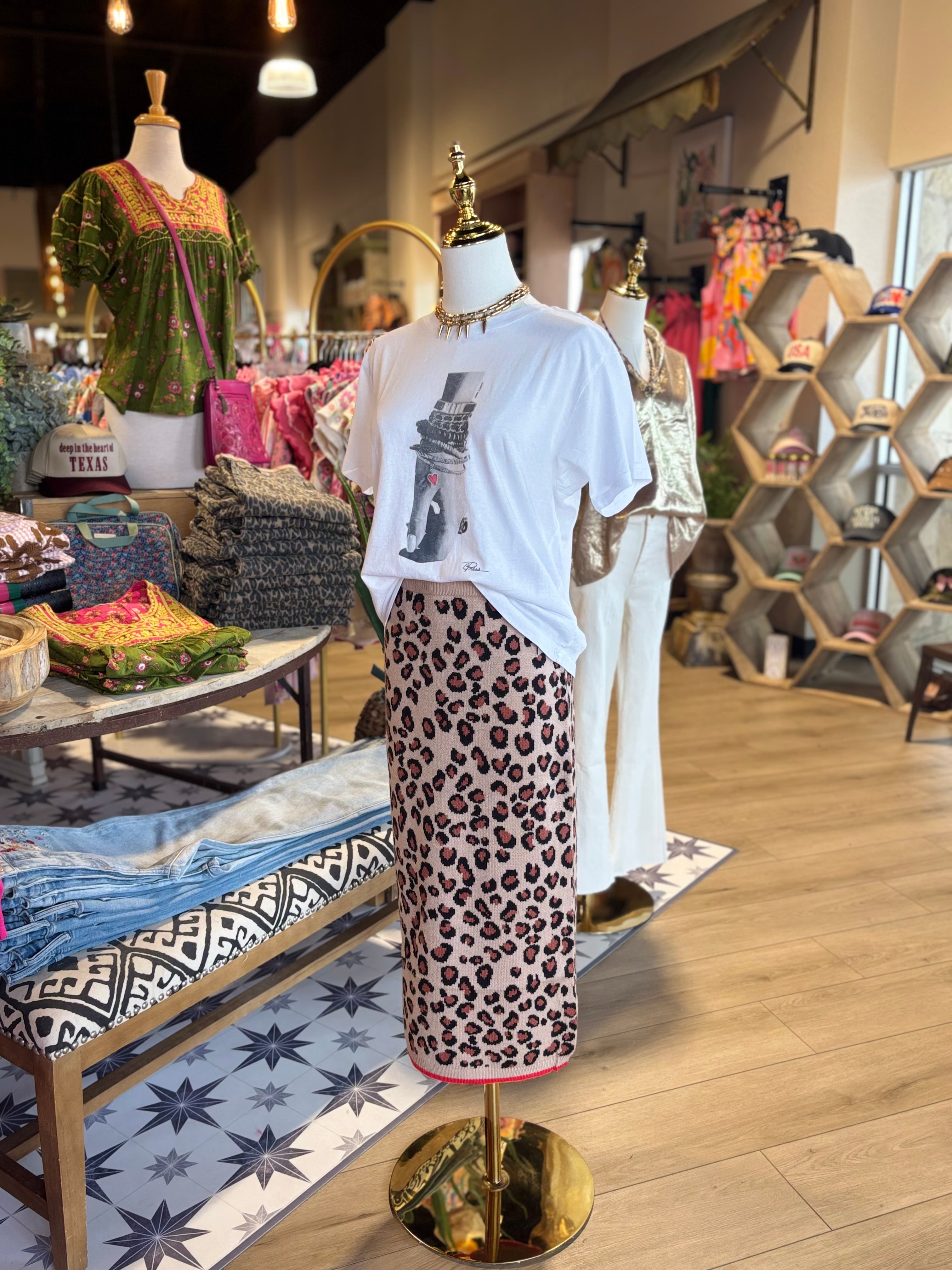 Leopard Sweater Knit Skirt