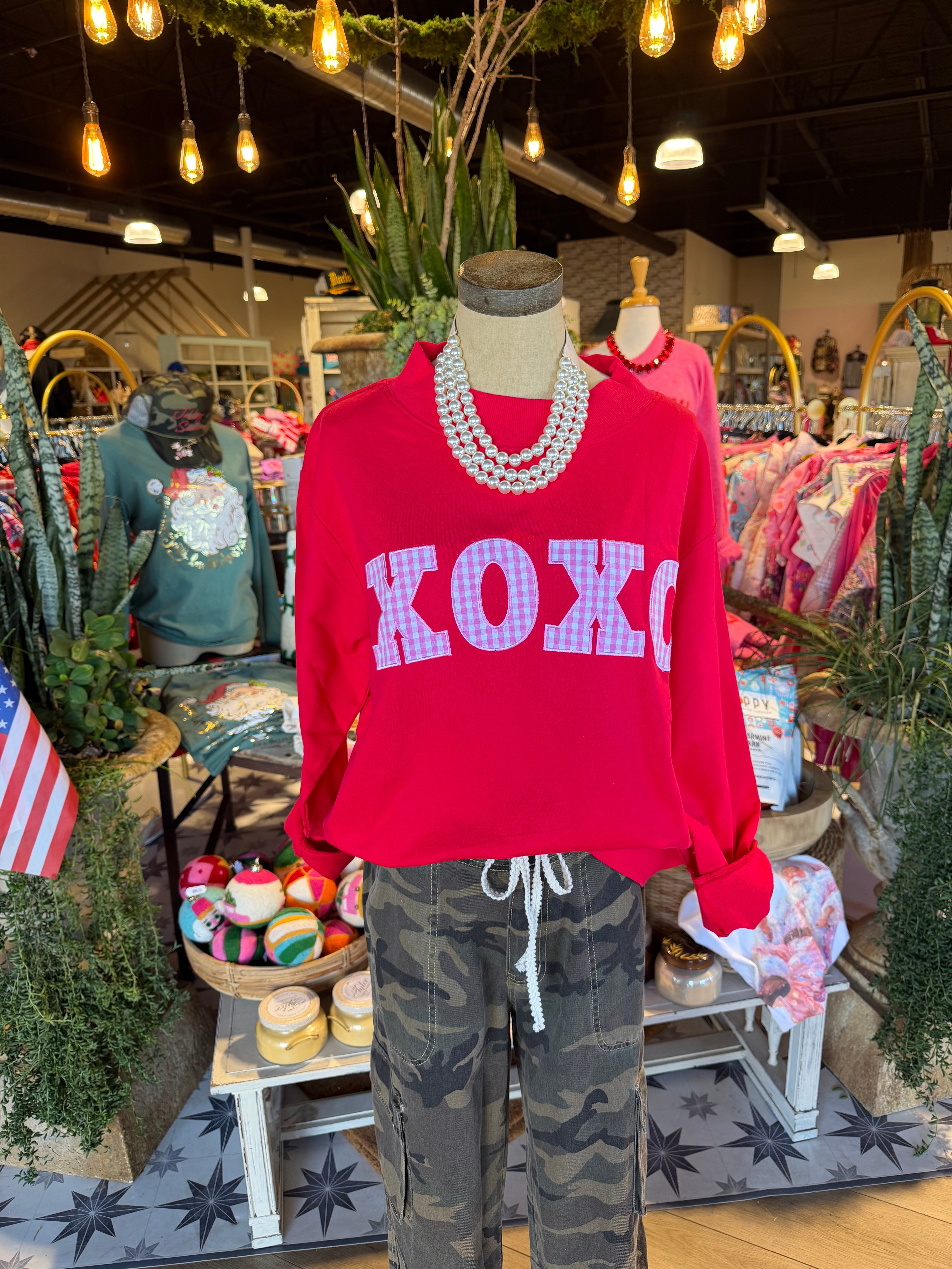 Xoxo Gingham Sweatshirt