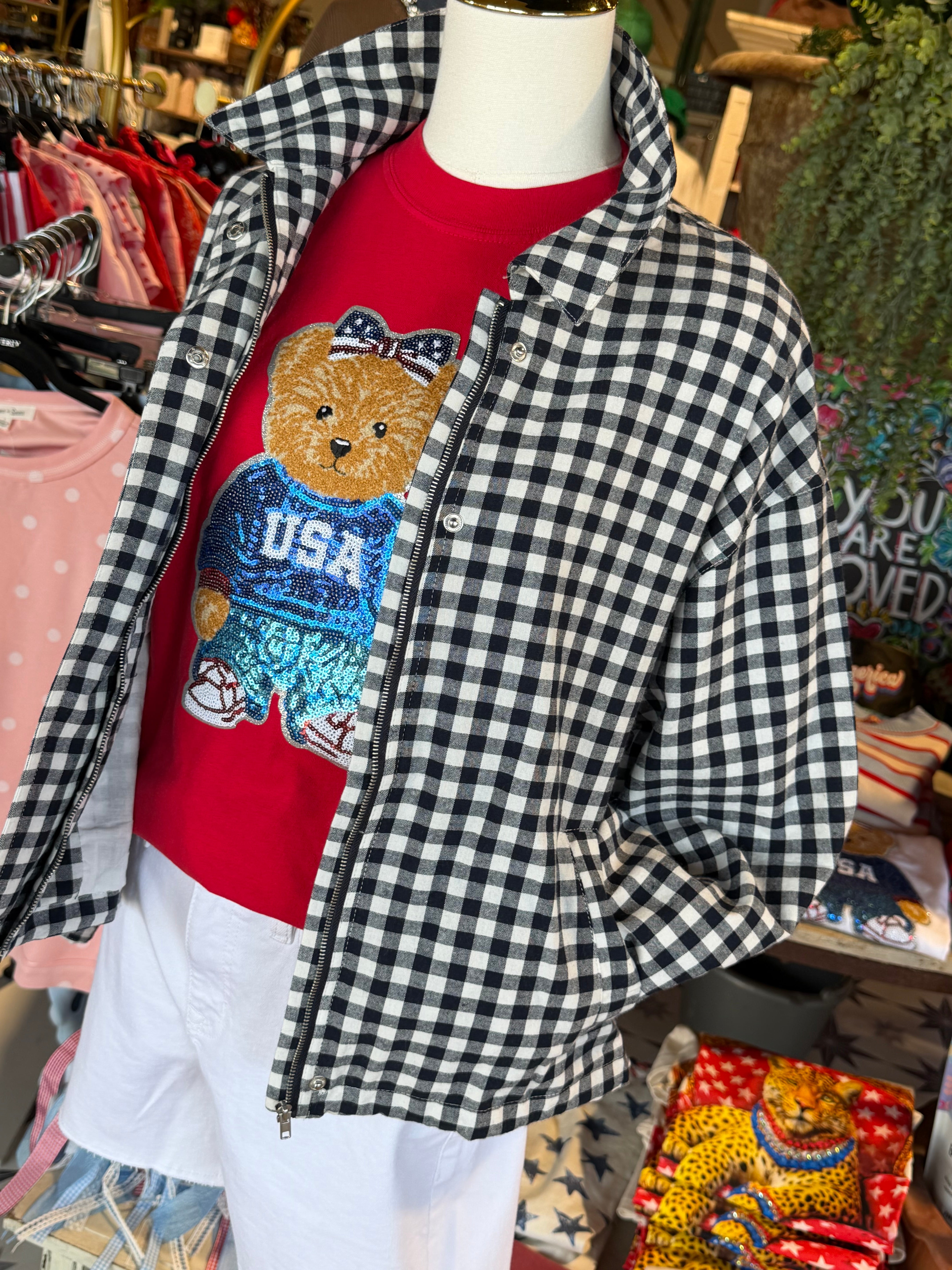 Gingham Zip Jacket -