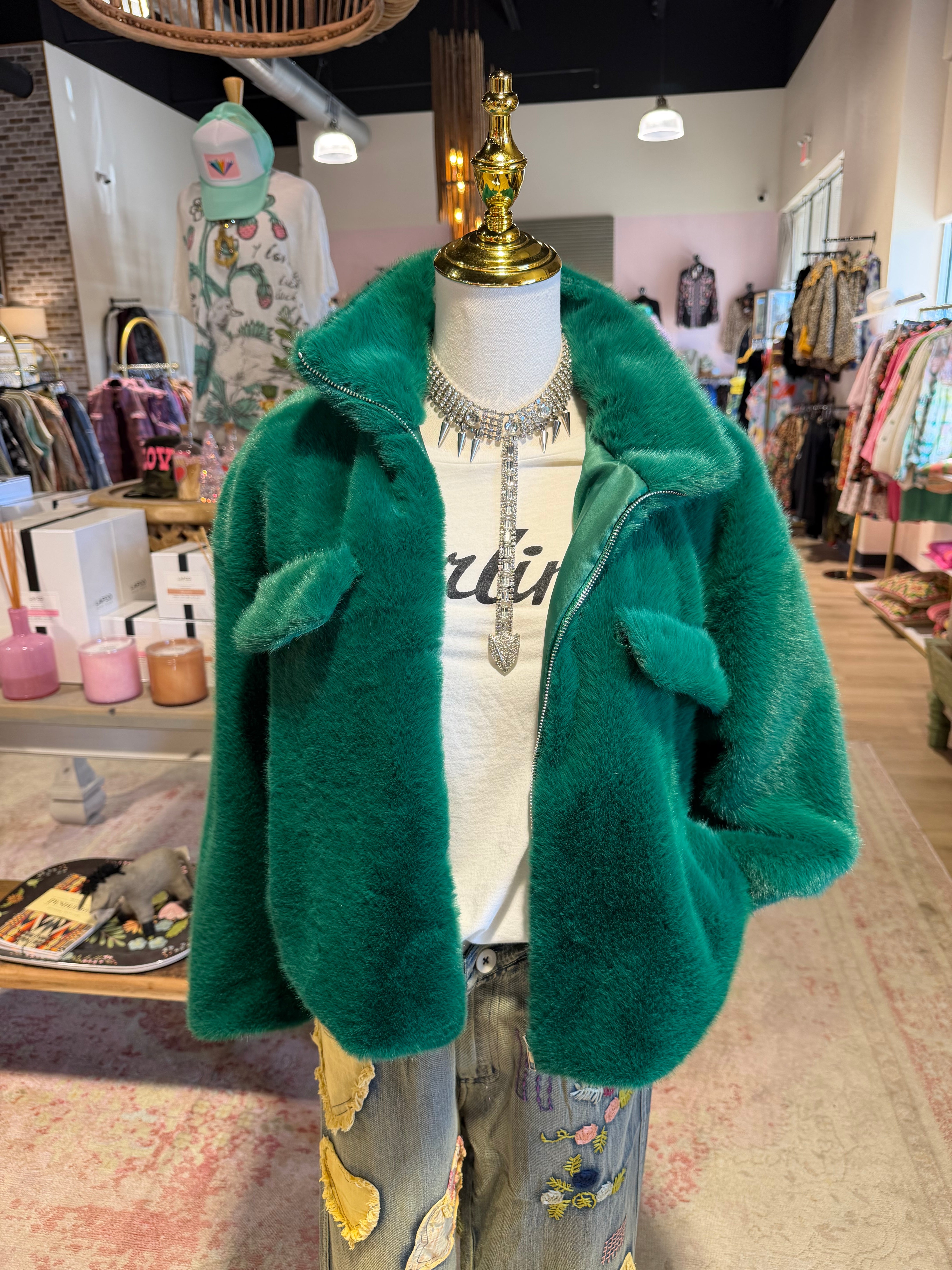 Fiona Emerald Fur Jacket