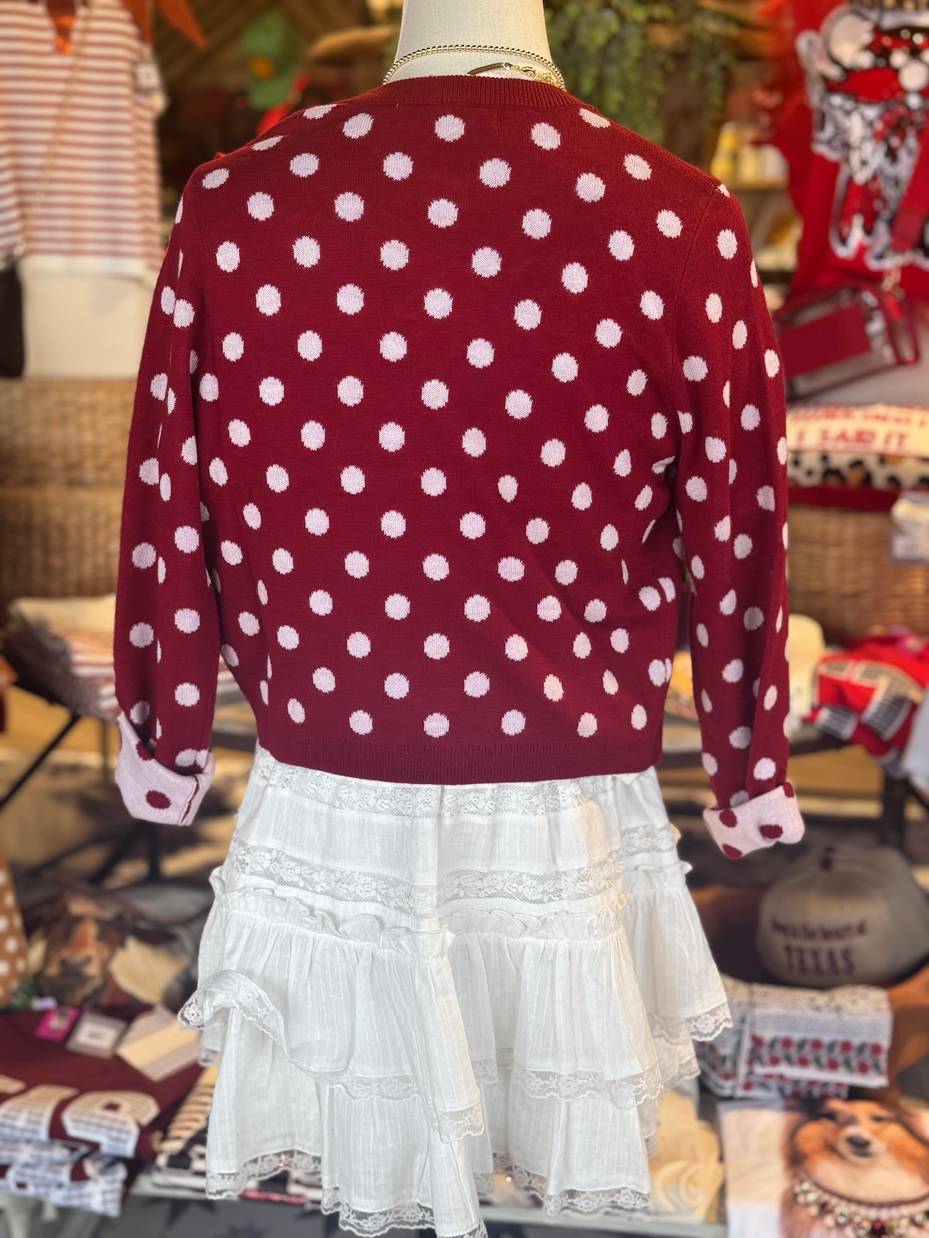 Callie Polka Dot Cropped Cardigan