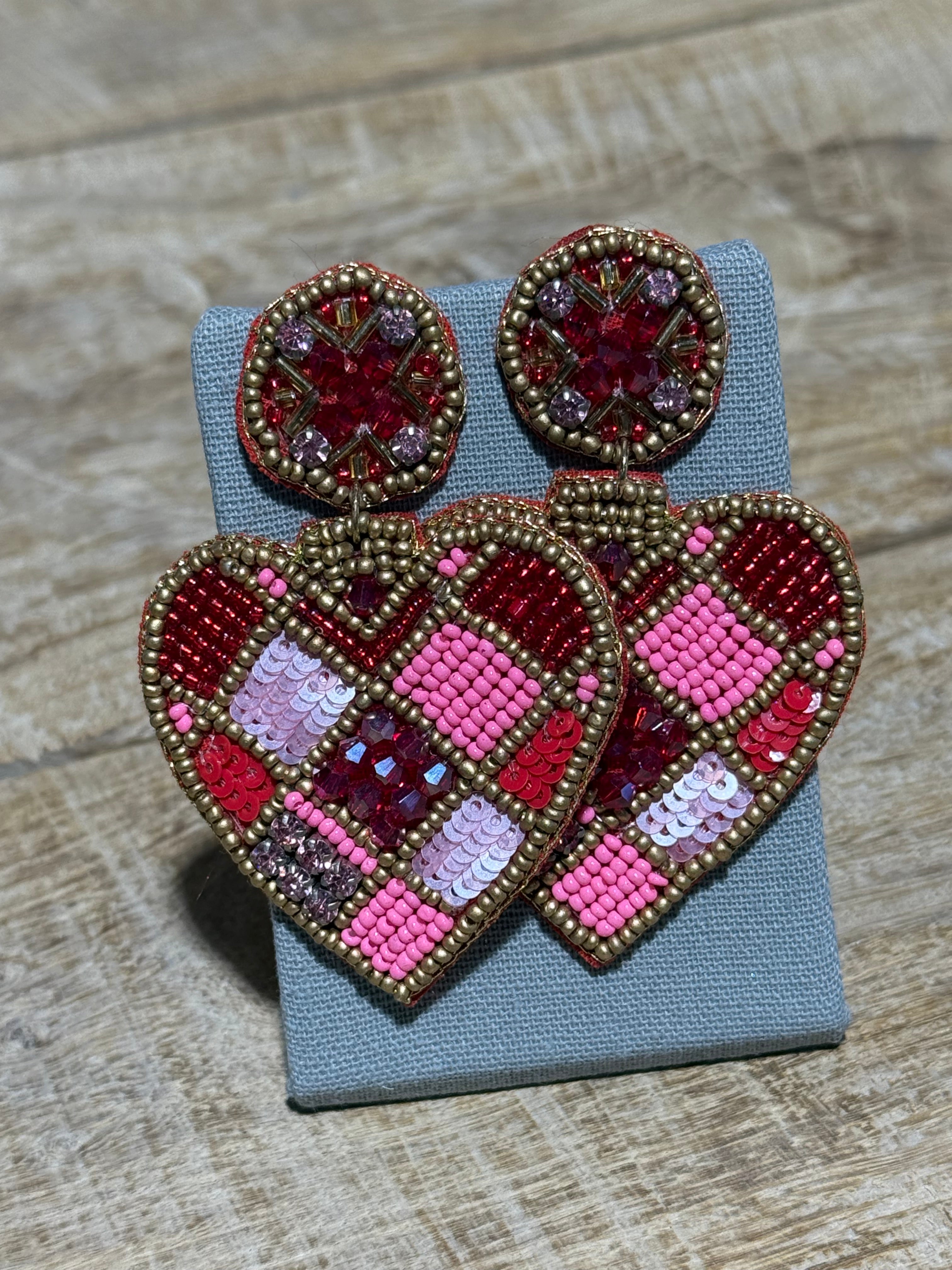 Heart Beaded Earrings