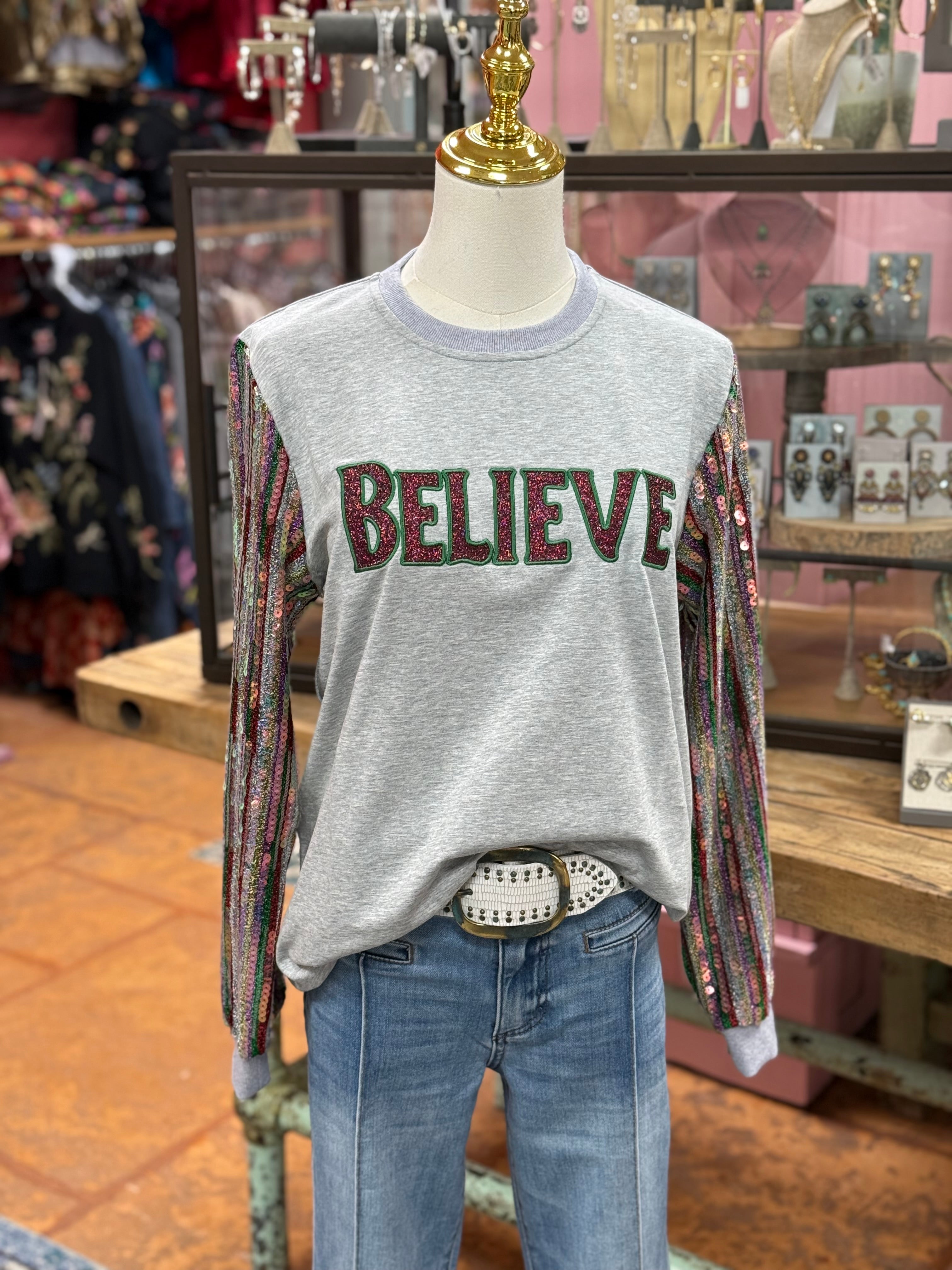 Believe Sequin Sleeve