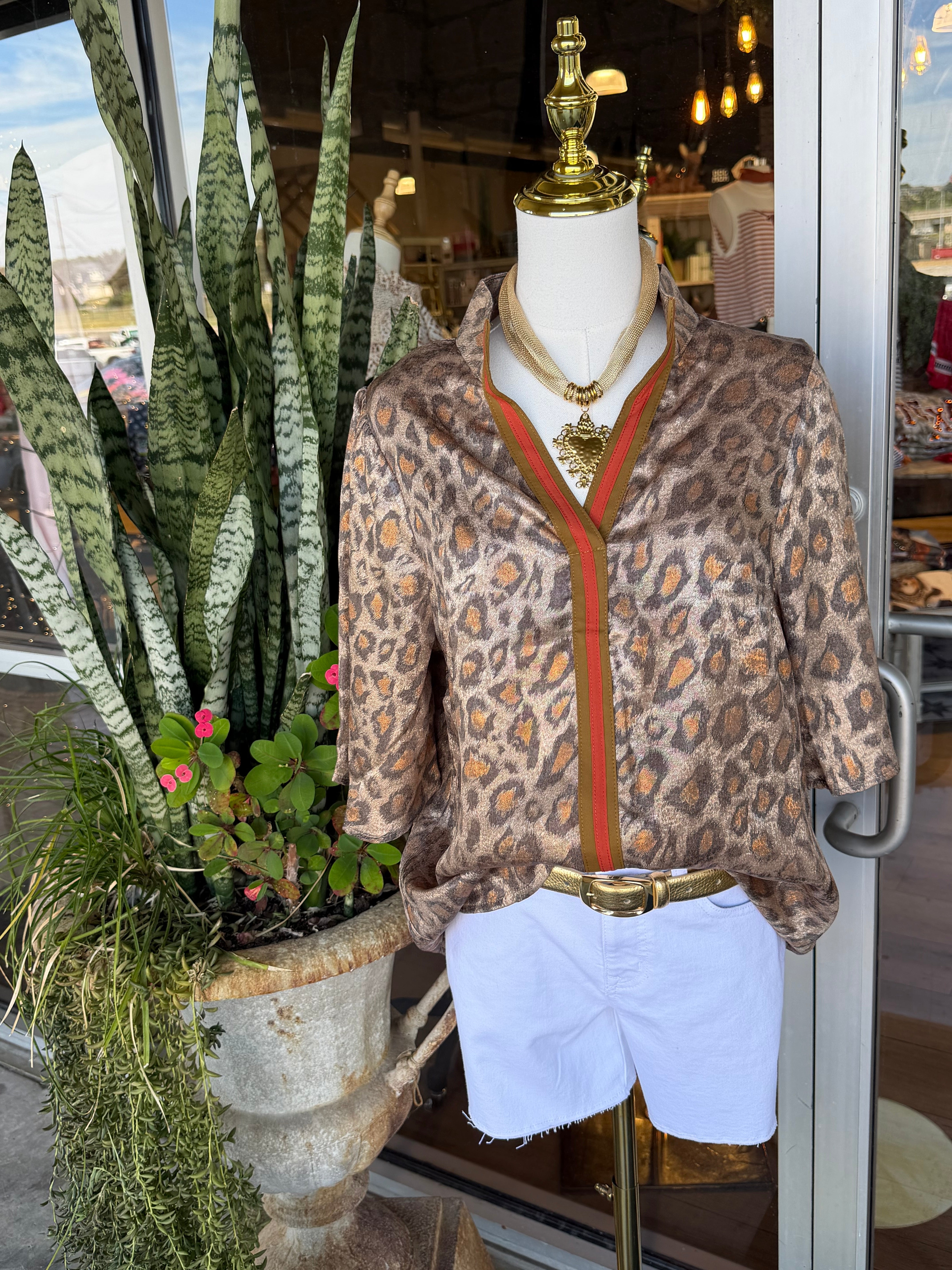 Metallic Leopard Top