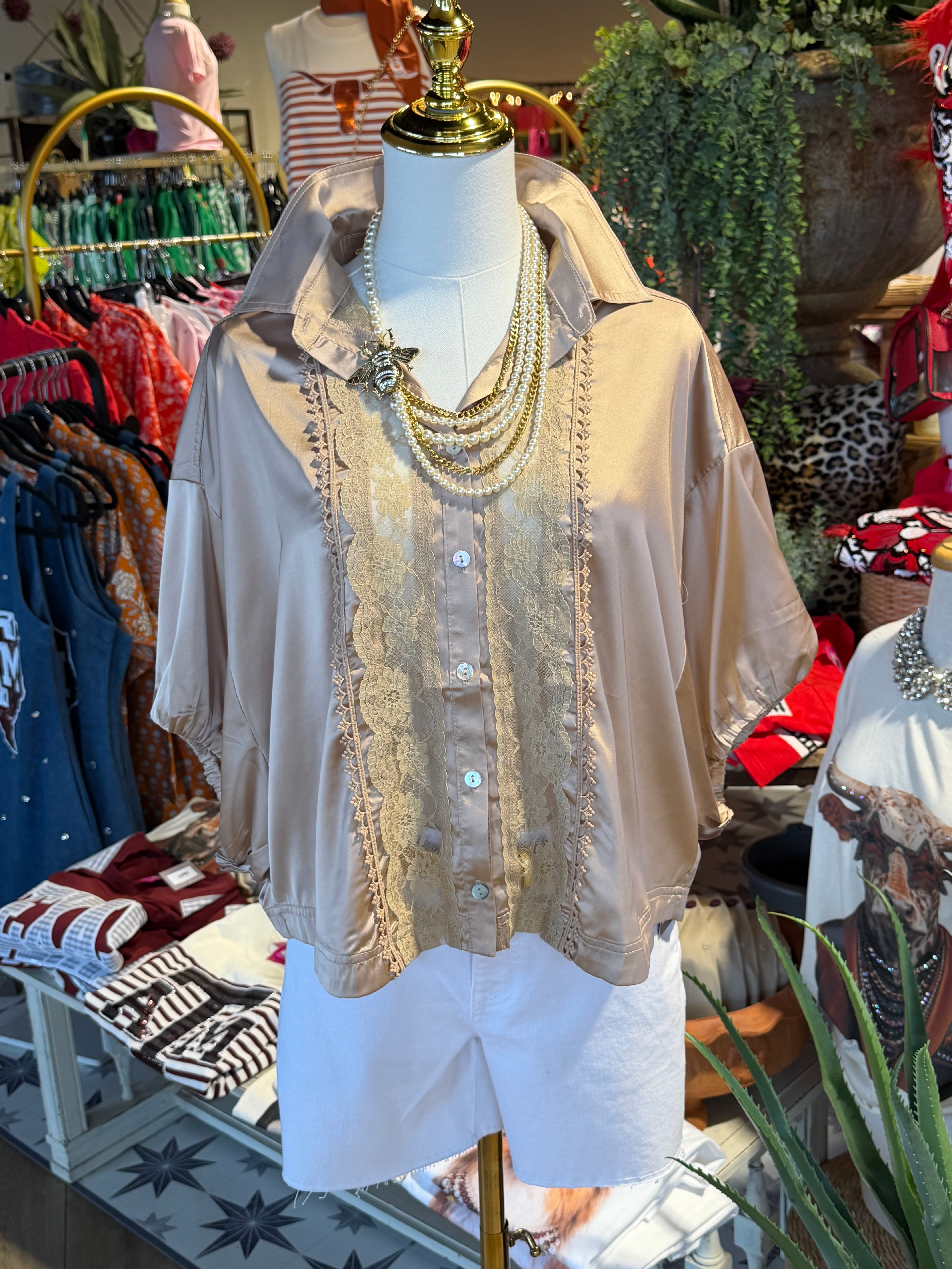 Satin Lace Top