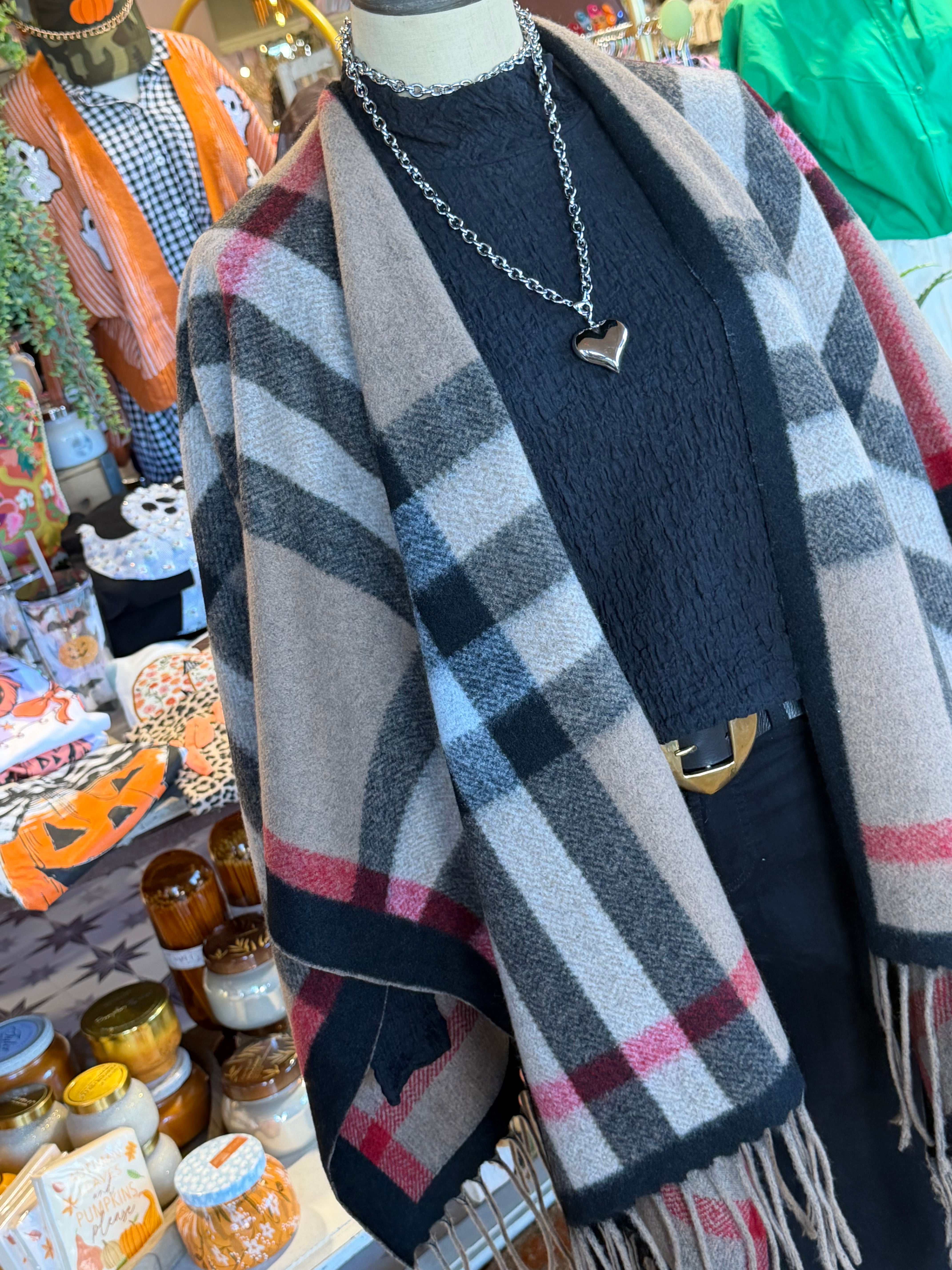 Ruana Plaid Cape