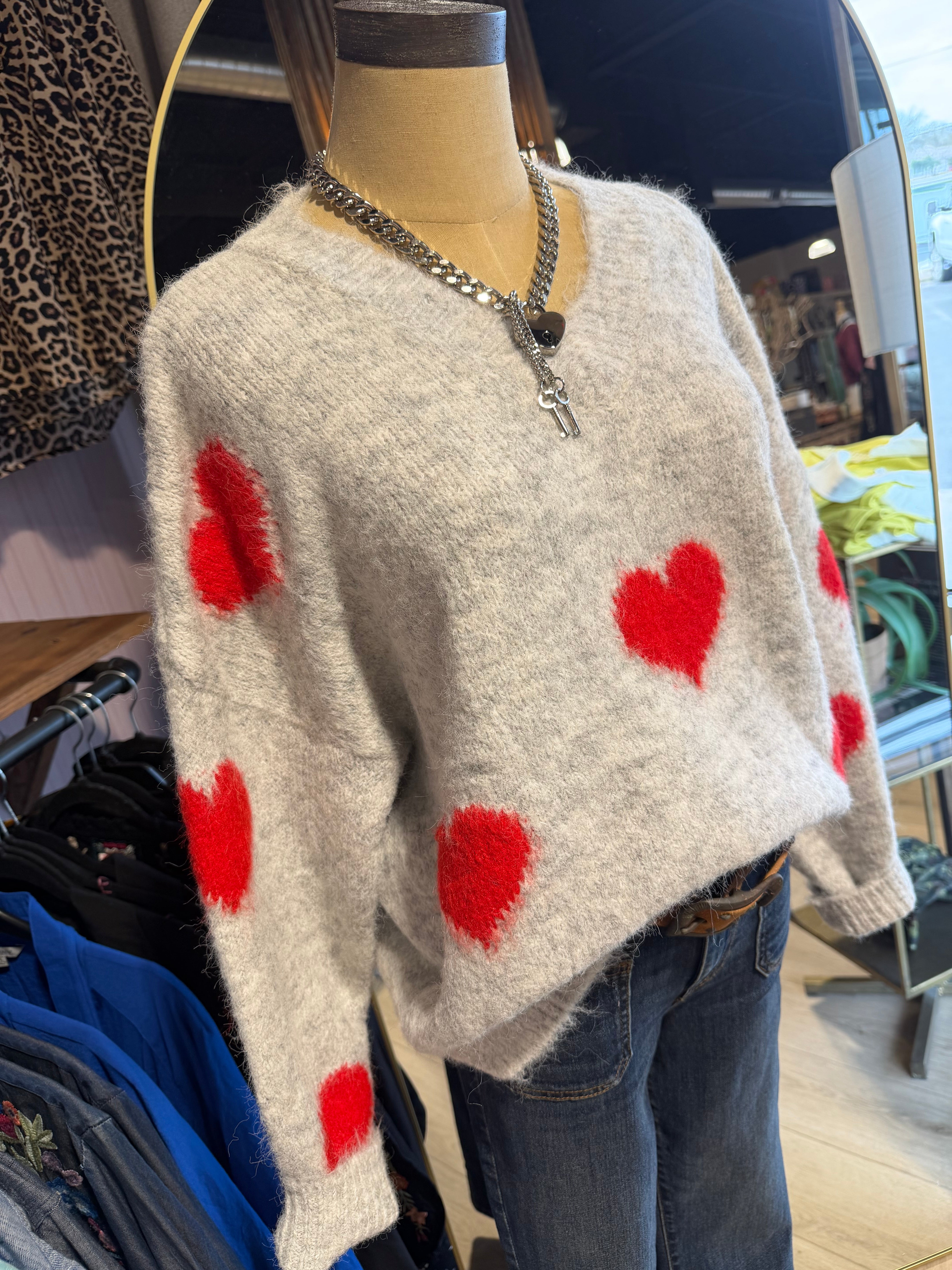 Vneck Heart Sweater