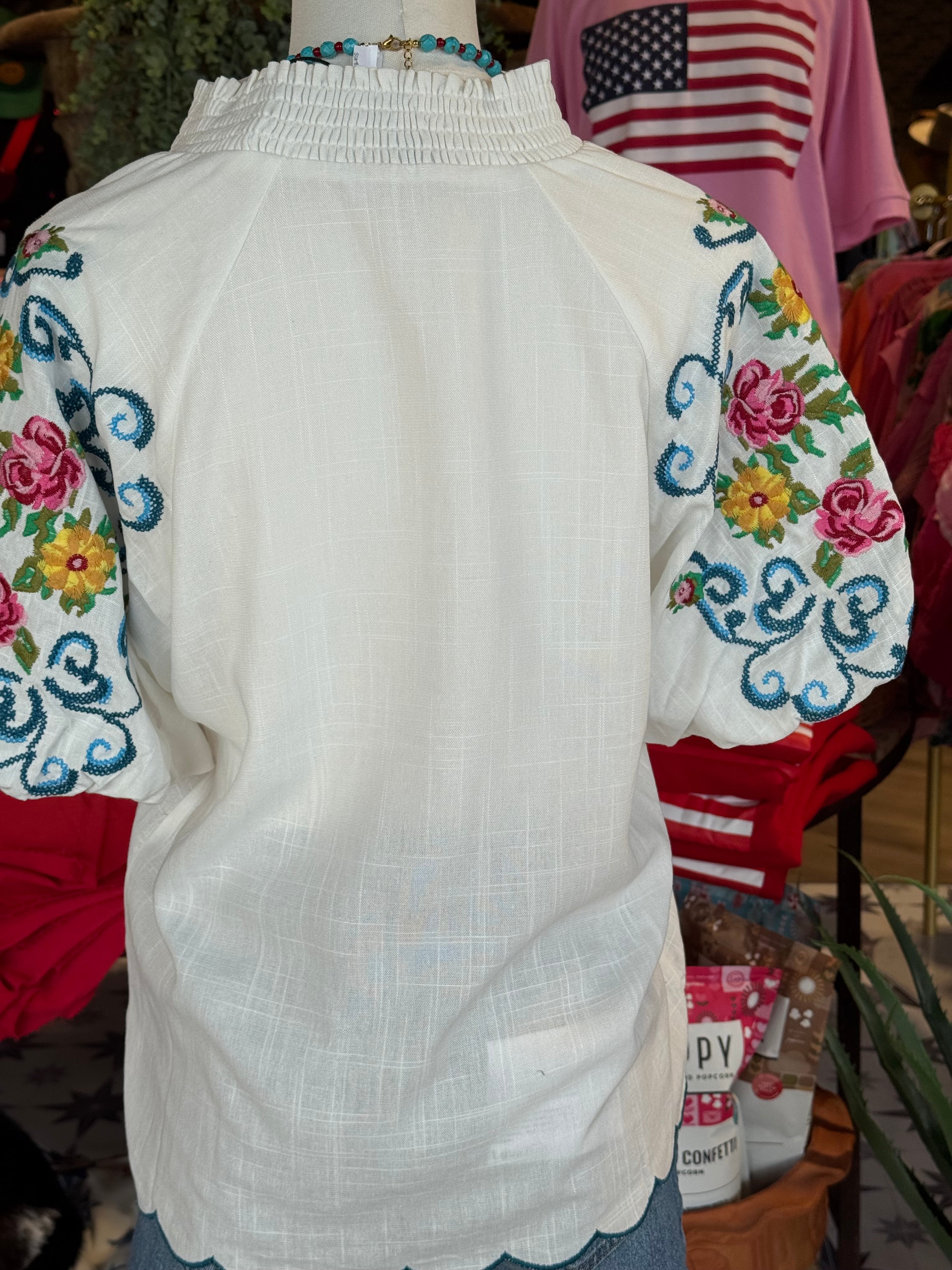 Taylor Embroidered Floral Top
