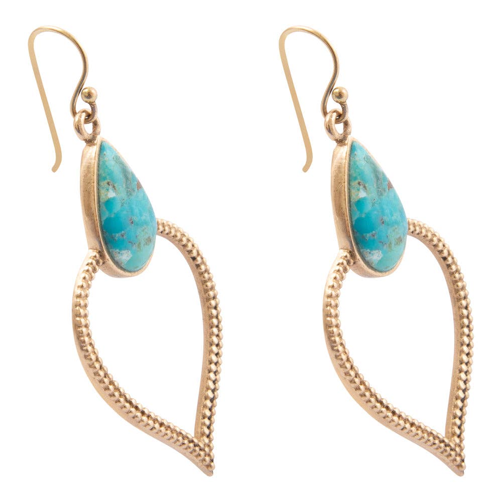 Blue Turquoise Bedouin Golden Drop Earrings
